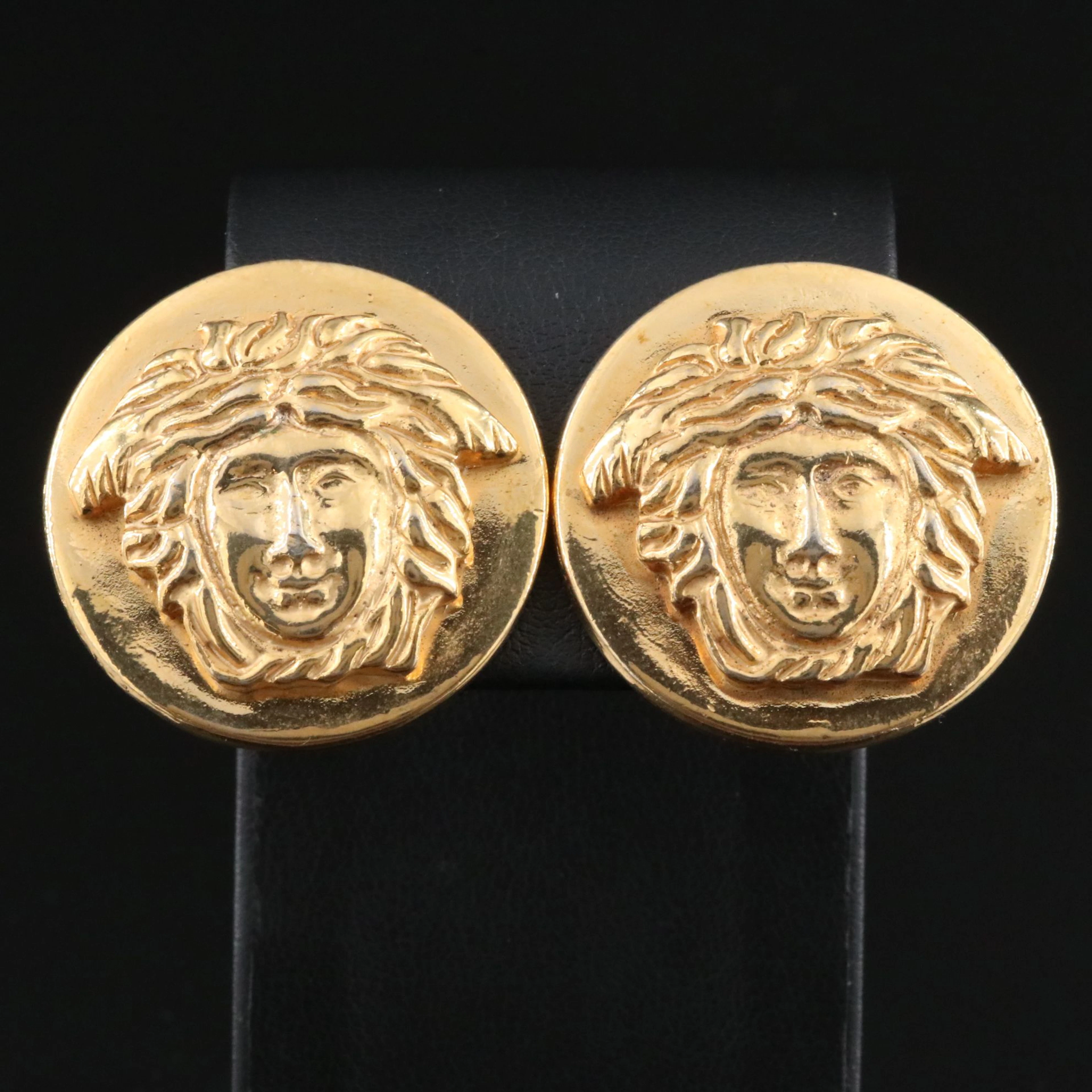 Gianni Versace Logo Clip Earrings