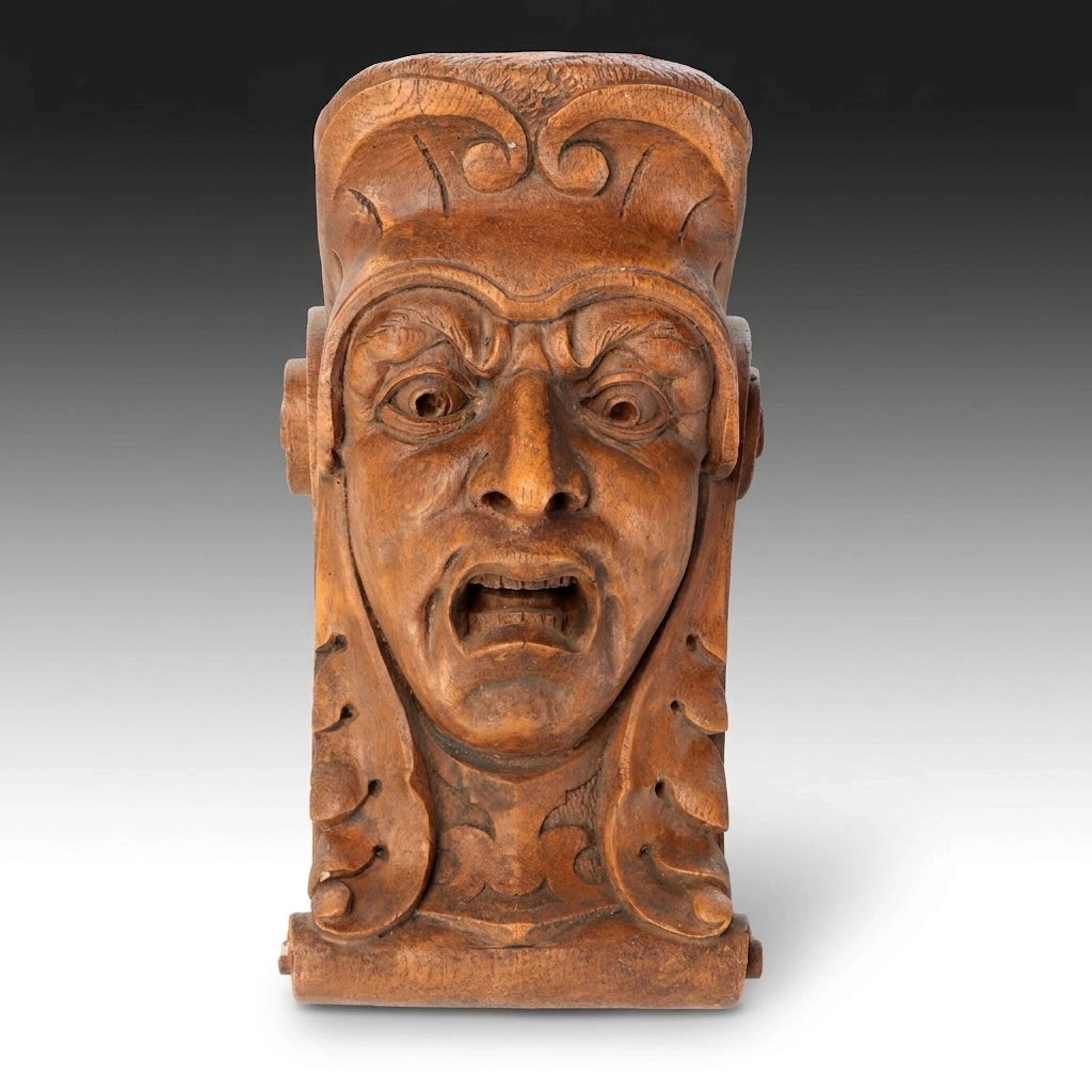 Wooden Nickel English Gothic Style Plaster Corbel, 1970s