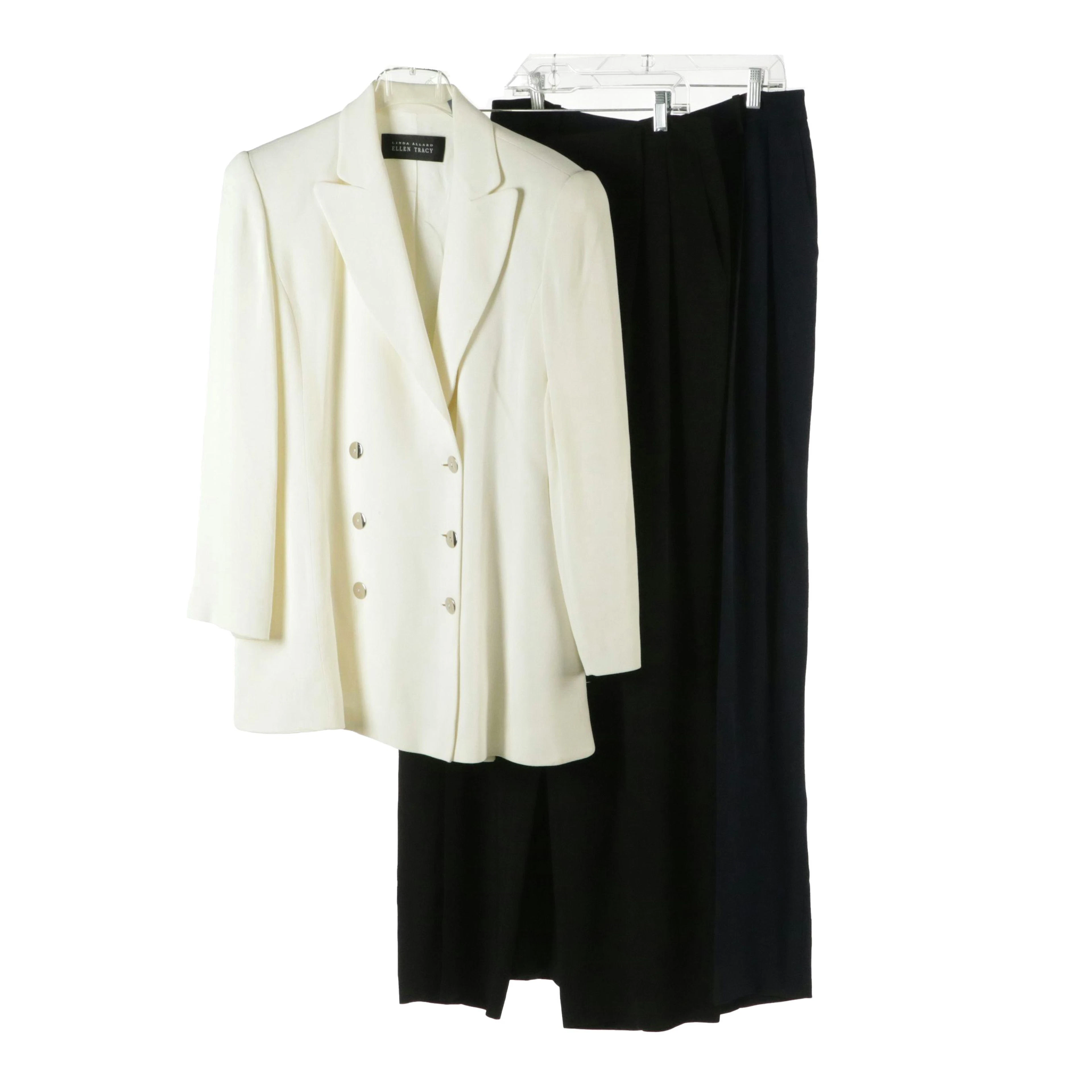 Linda Allard Ellen Tracy Pleated Wide Leg Trousers & Double Breasted Blazer