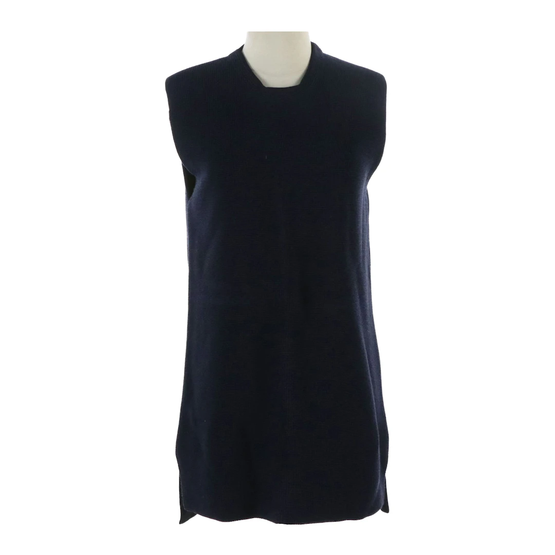 Céline Knit Sleeveless Long Sweater in Navy Blue/Black