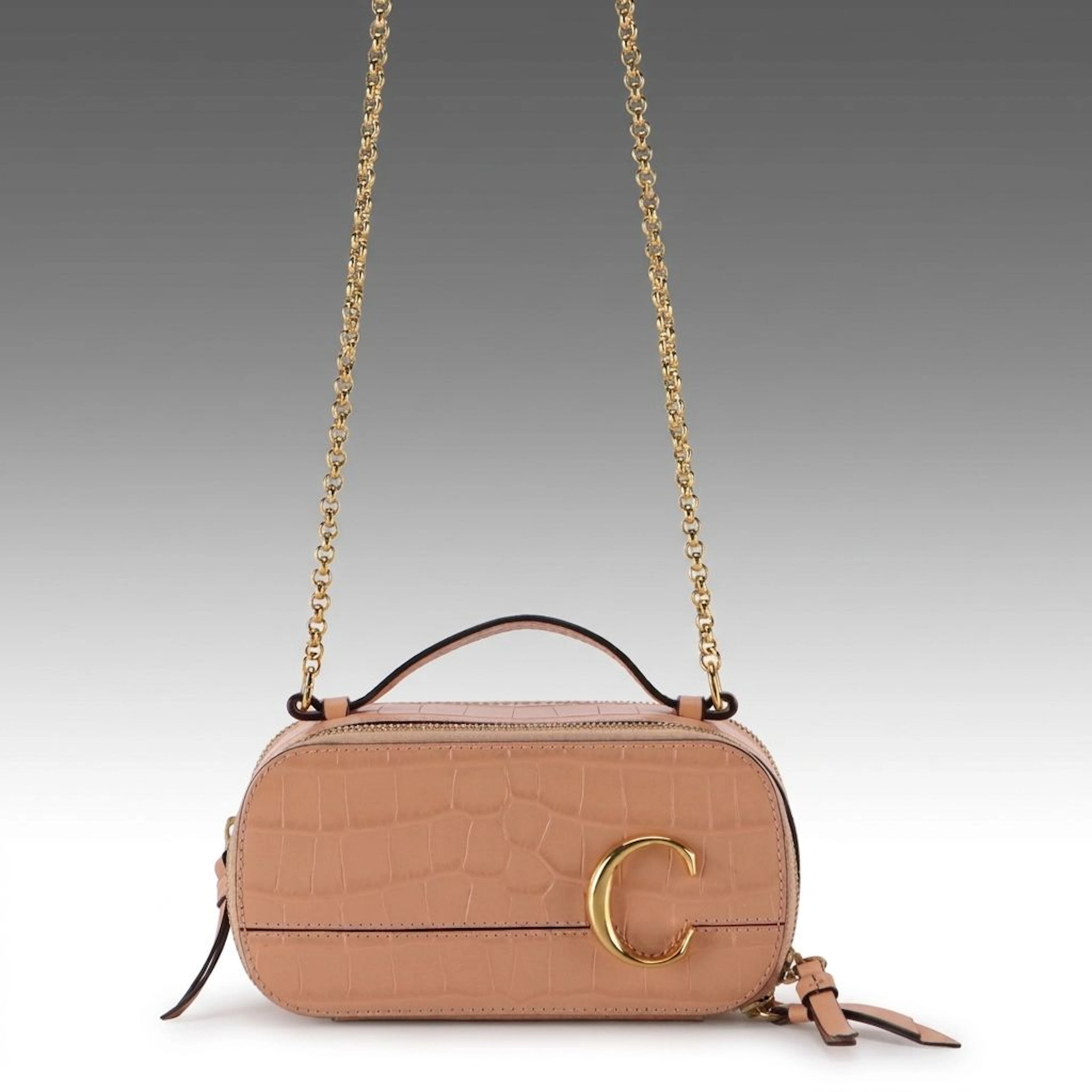 Chloé C Mini Vanity Two-Way Bag in Crocodile Embossed Leather