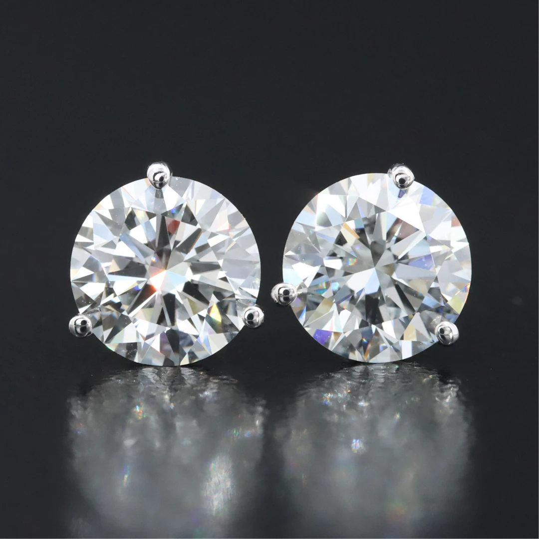 14K 2.94 CTW Lab Grown Diamond Solitaire Earrings with IGI Reports