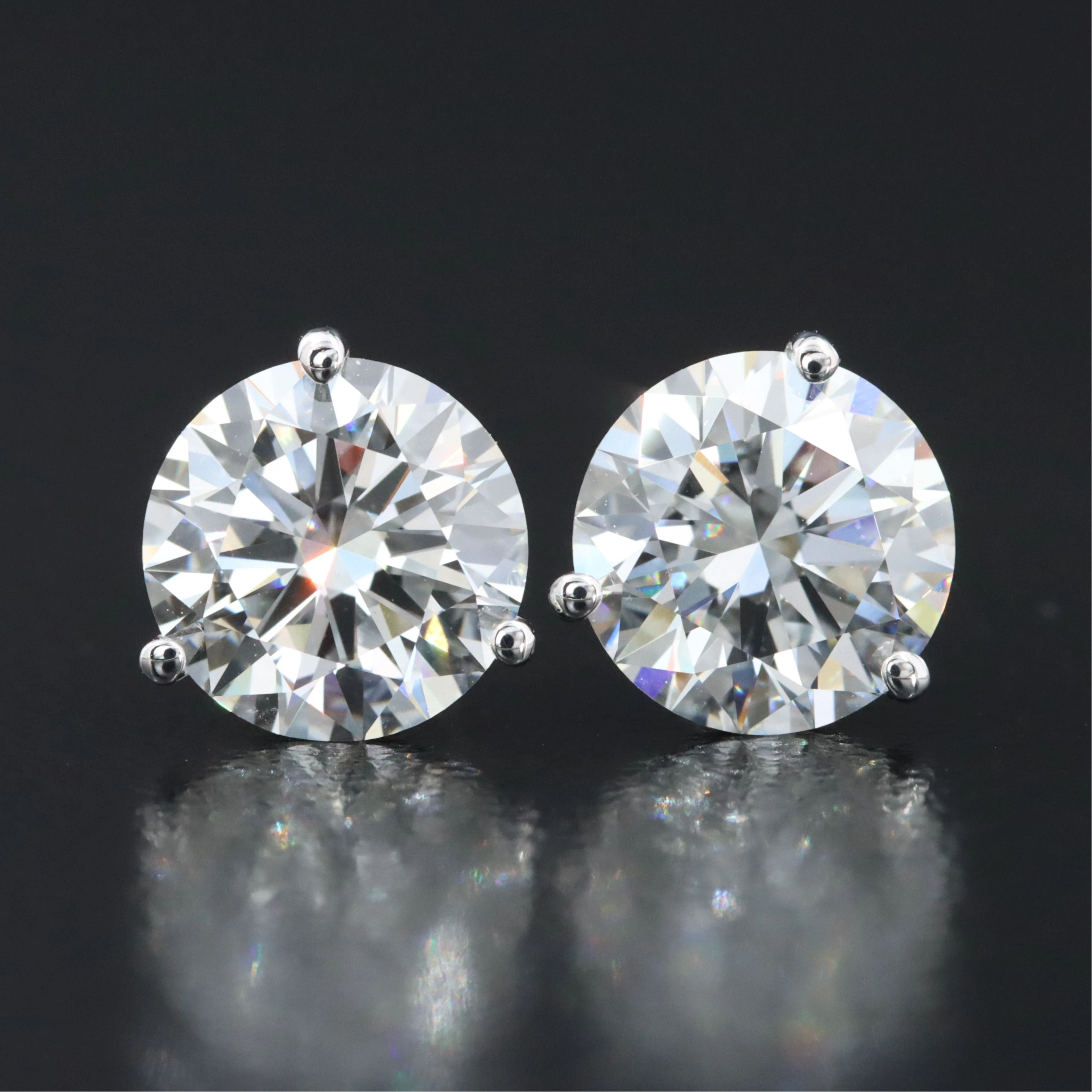 14K 2.94 CTW Lab Grown Diamond Solitaire Earrings with IGI Reports