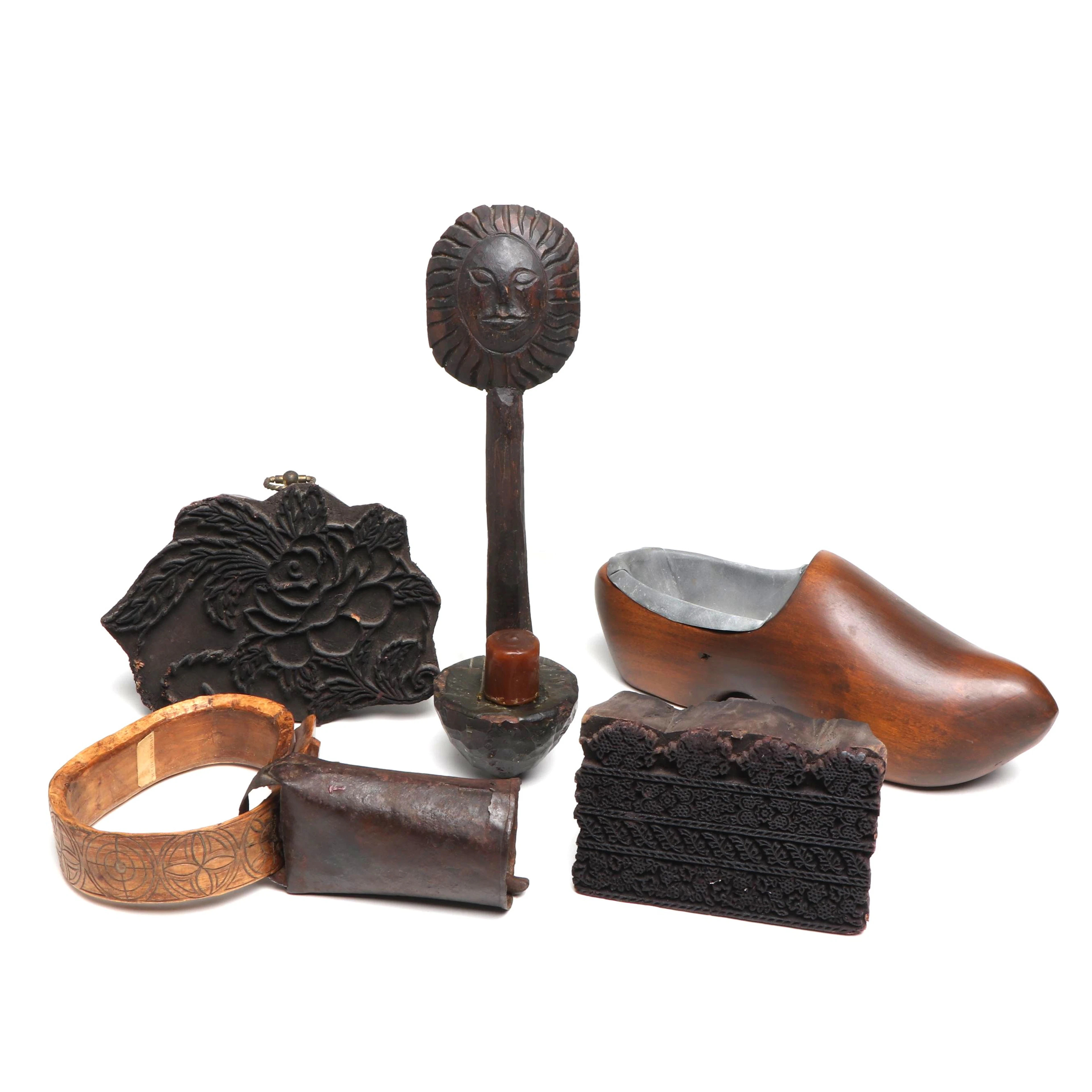 Indian Carved Wood Stamps with Spanish and Other Decor