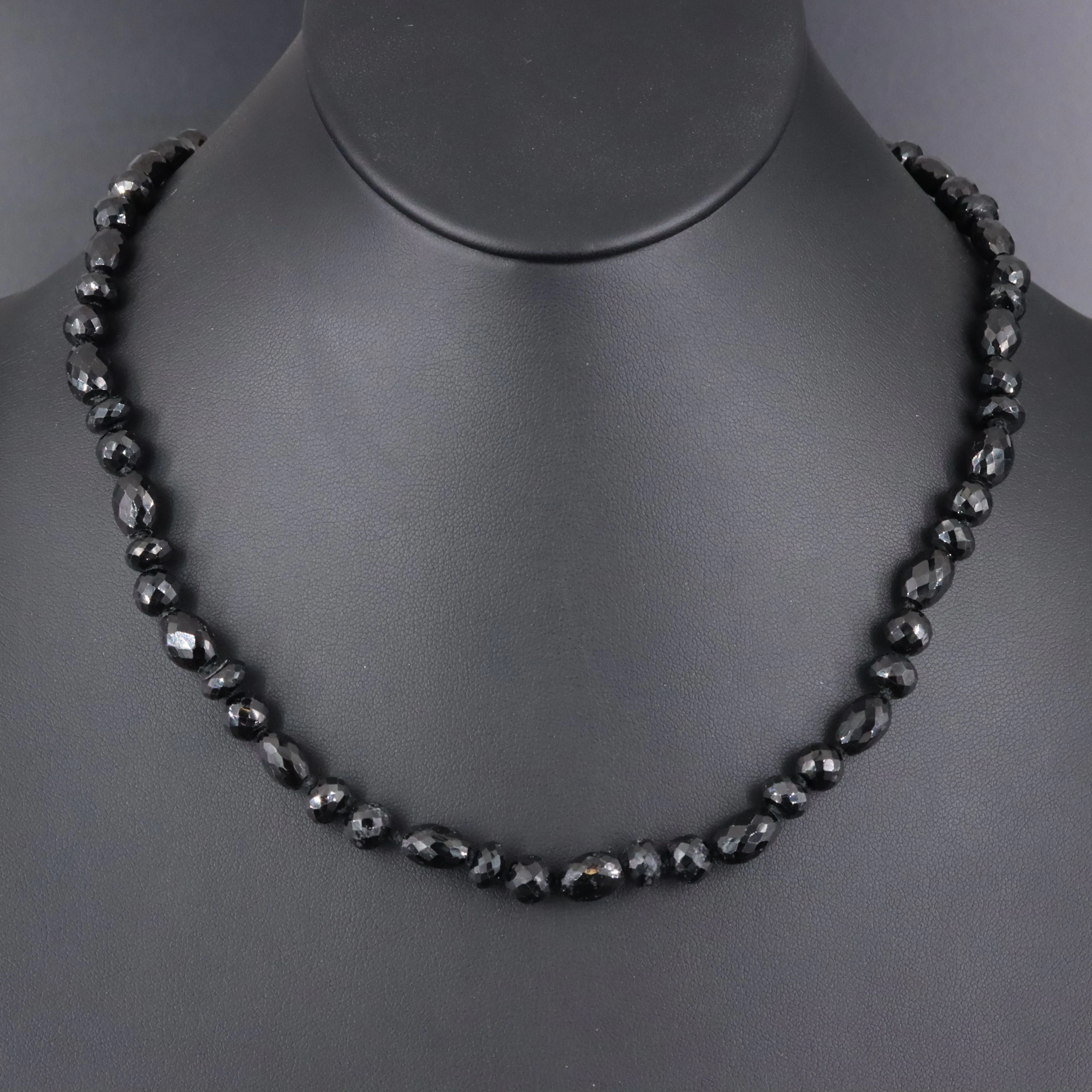 Sheryl Lowe Black Spinel Necklace with Sterling Diamond Clasp