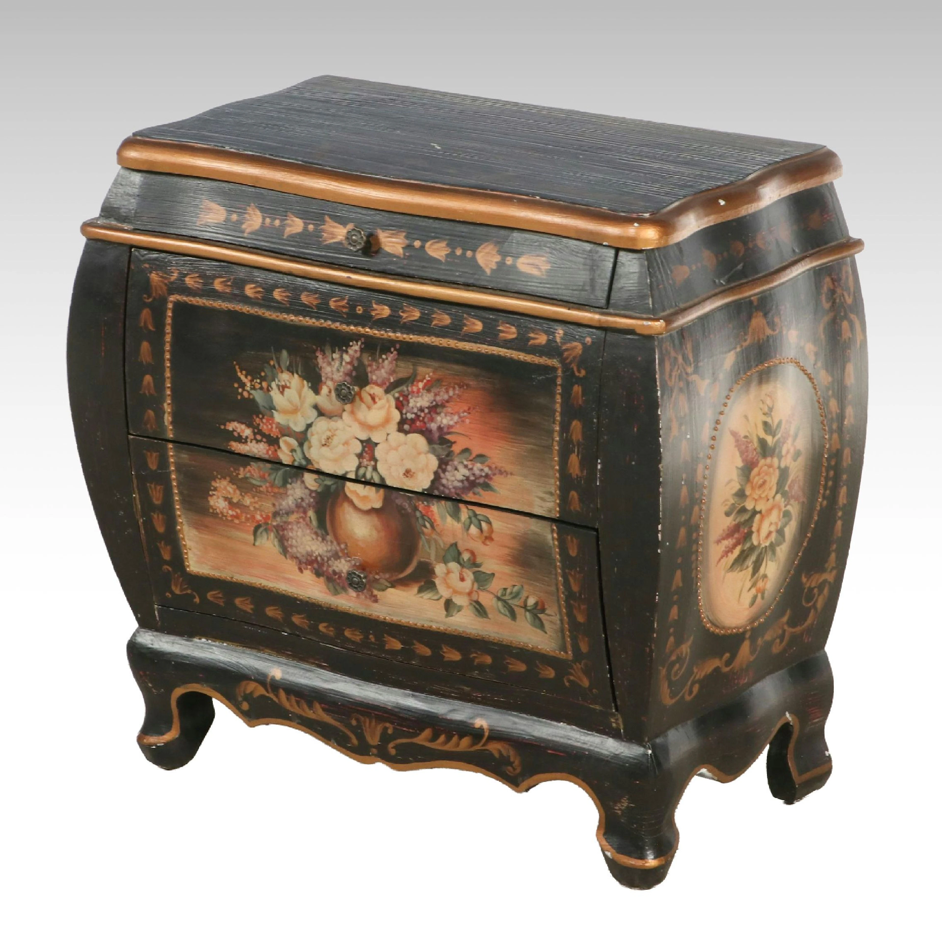 Italian Style Bombe Commode Chest of Drawers, Late 20th Century