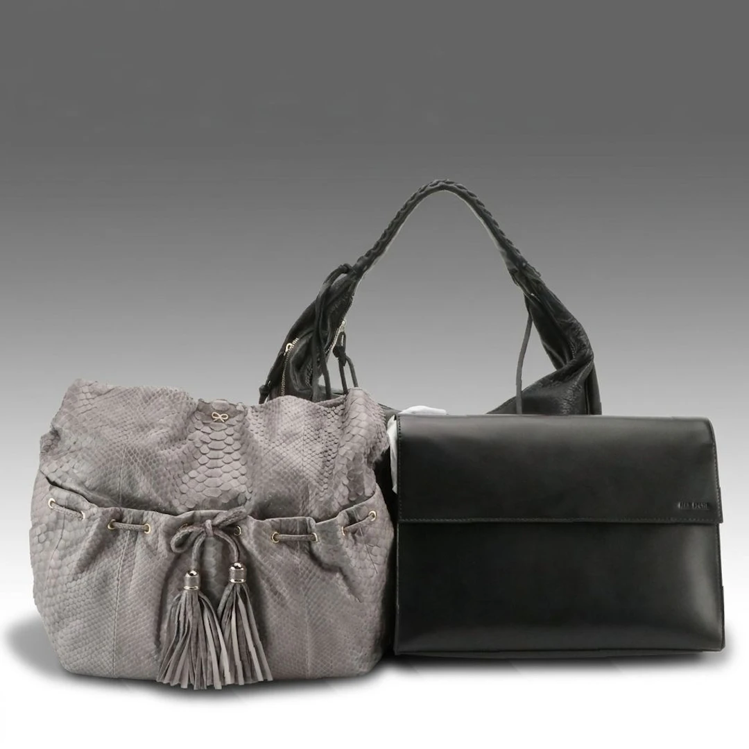 Anya Hindmarch Python & Christopher Kane Leather Hobo Totes W/ Jack Spade Bag