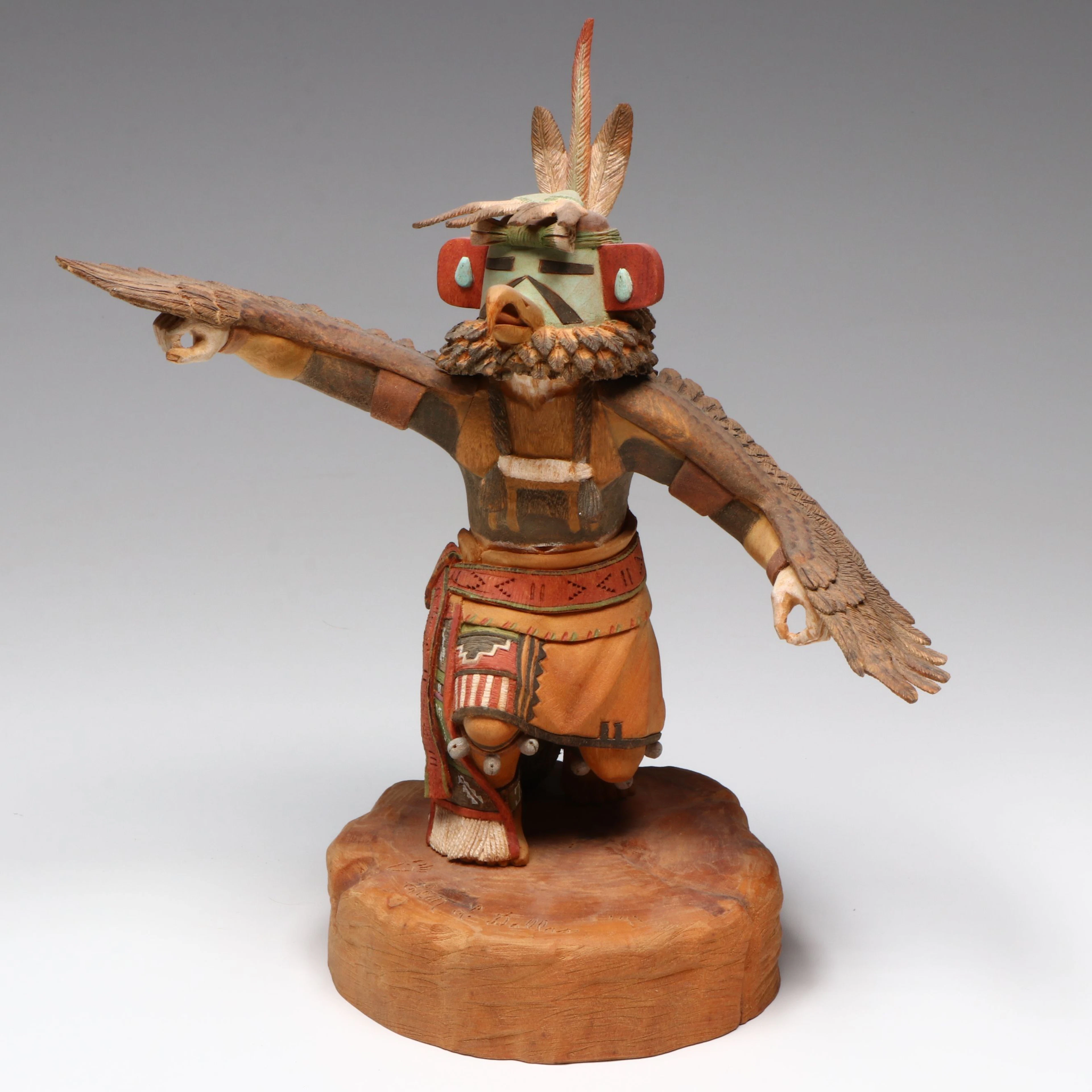 Leon L. Dallas Hand-Carved Wood "Eagle Dancer" Kachina Doll, 1991