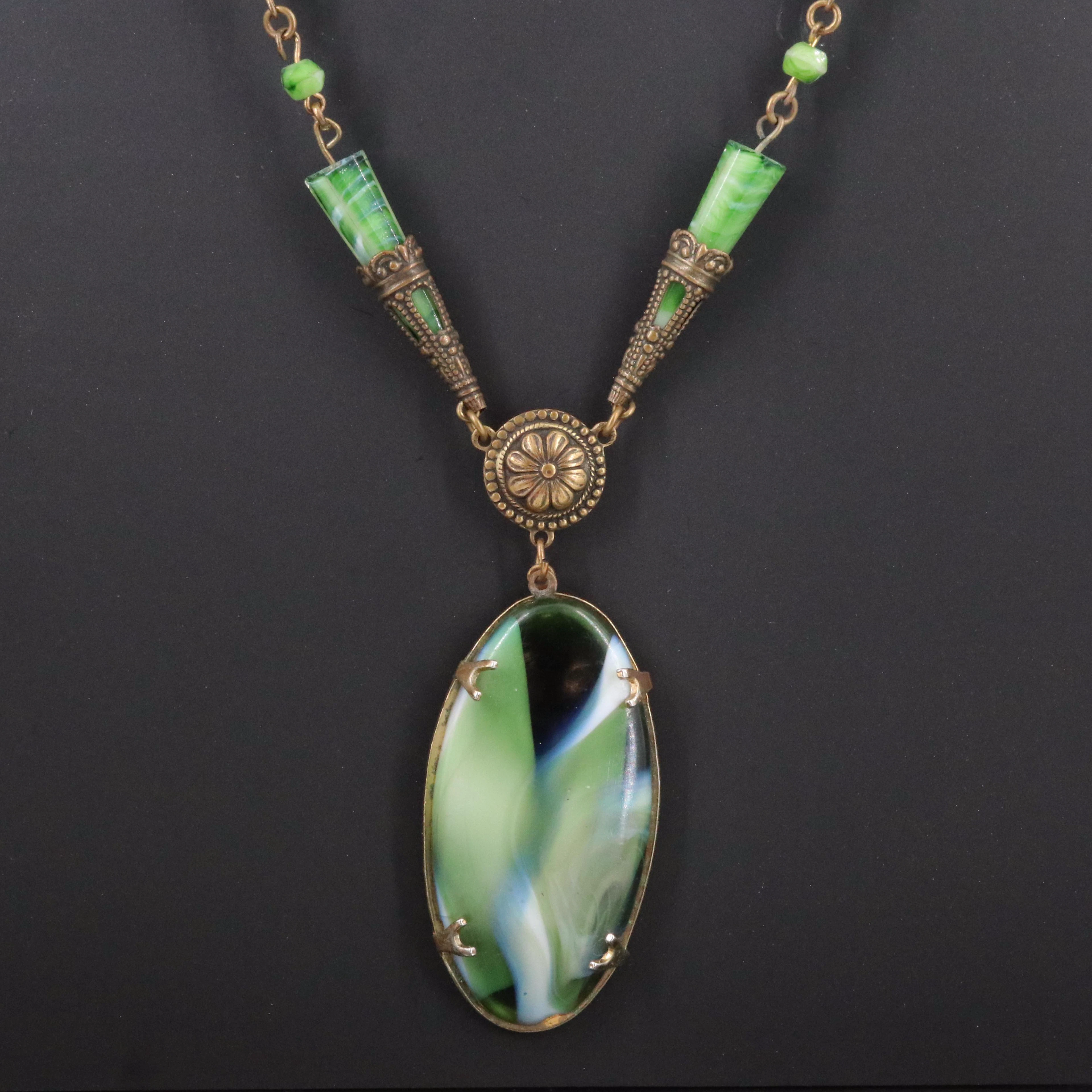 Art Deco Style Glass Necklace