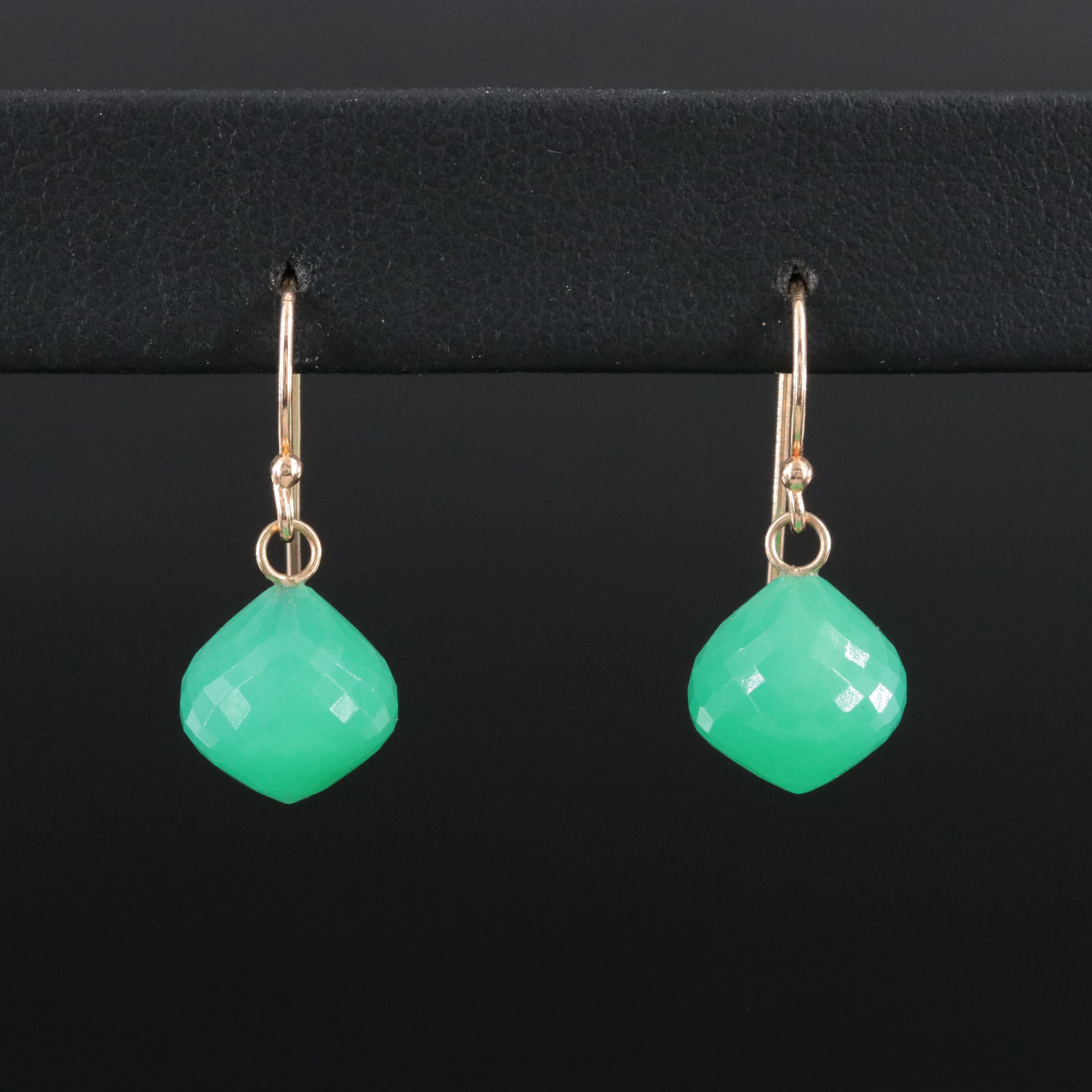 14K Chrysoprase Drop Earrings