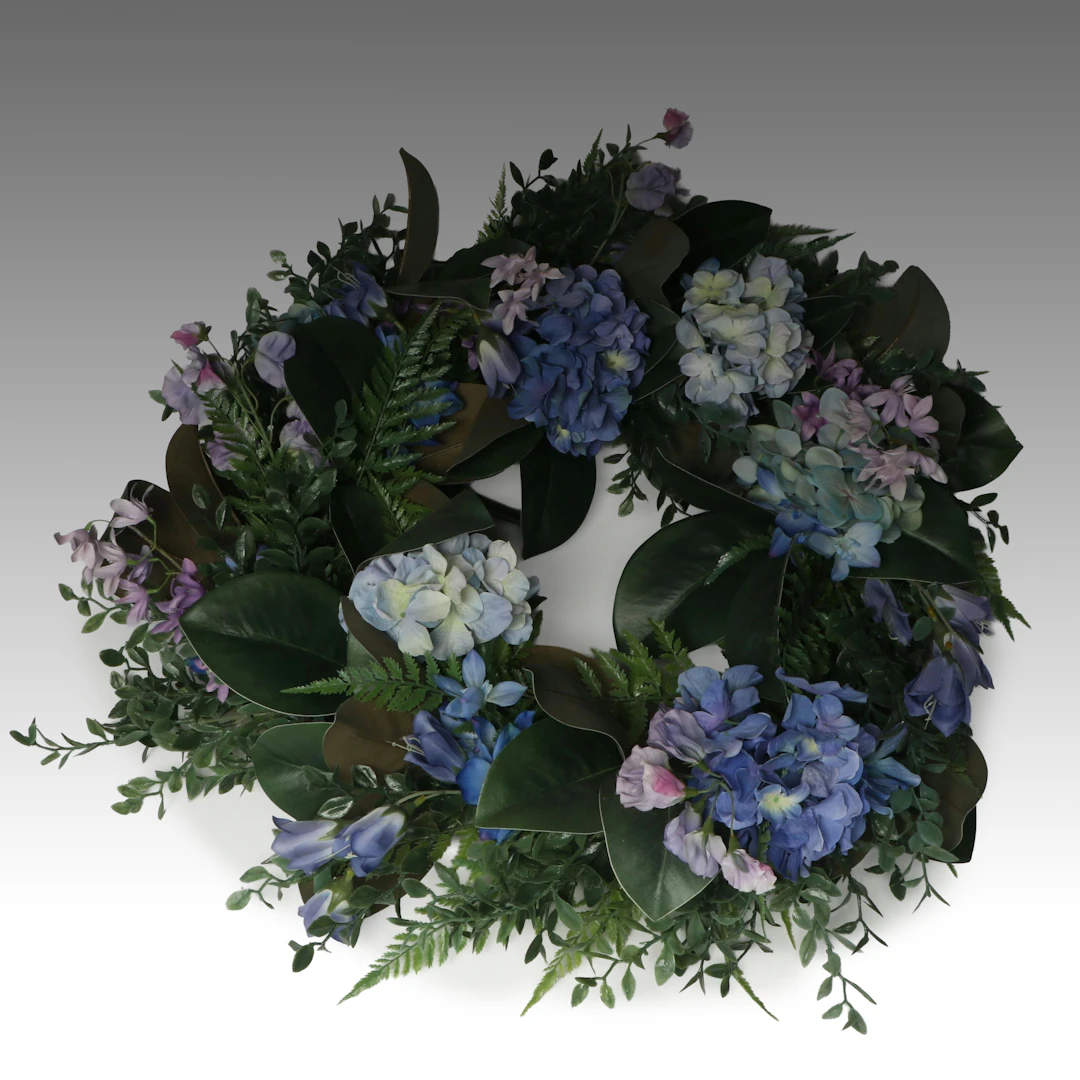 Frontgate Blue Hibiscus and Purple Floral Spring Wreath