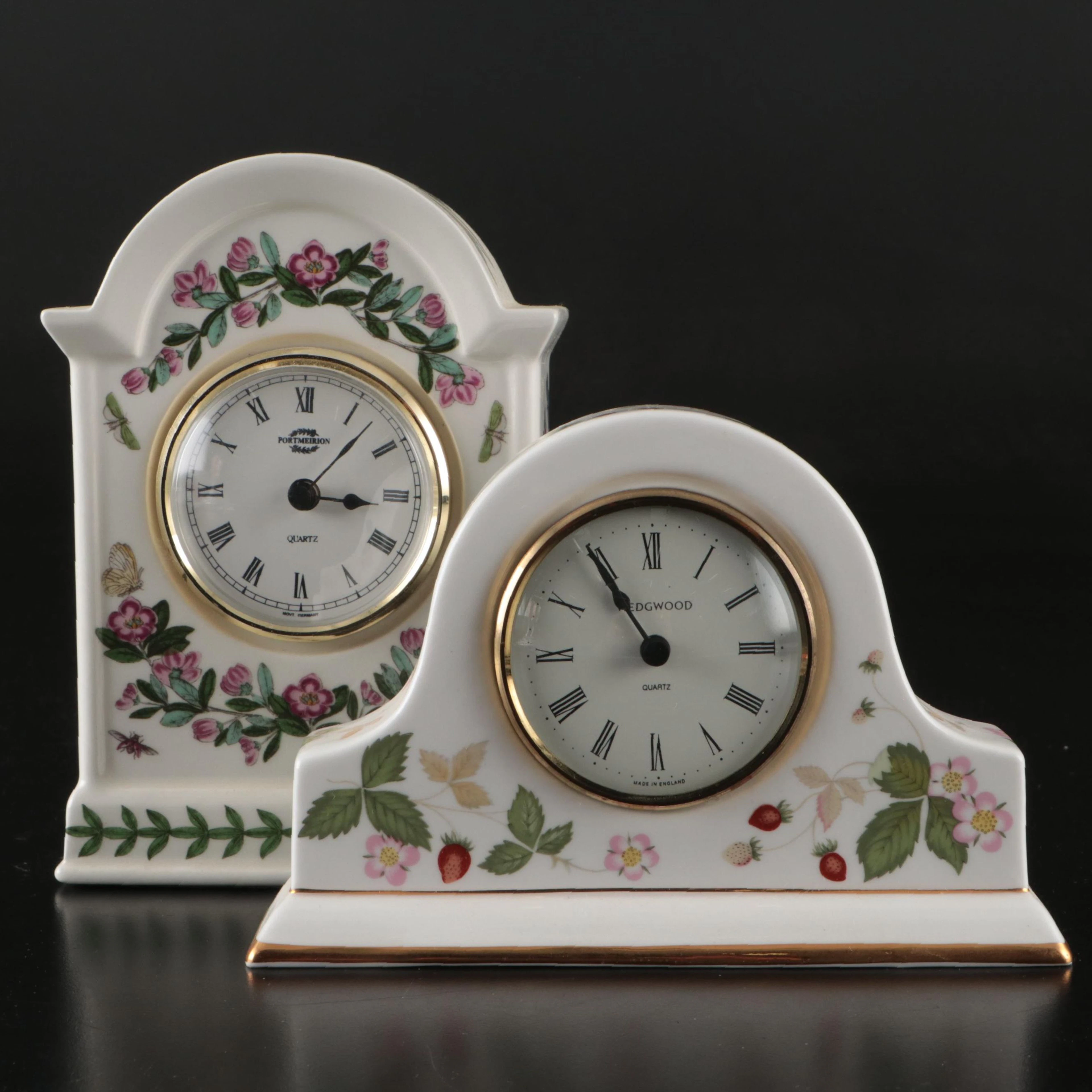 Wedgwood and Portmeirion Porcelain Desk Clocks