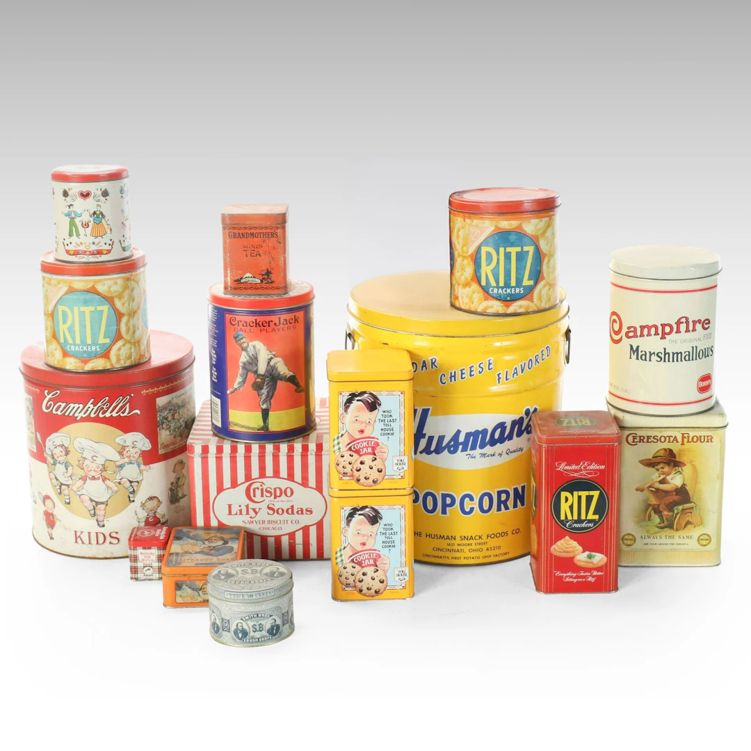 Vintage Toll House with Campbell's, Ritz and Other Storage Tins, 20th Century