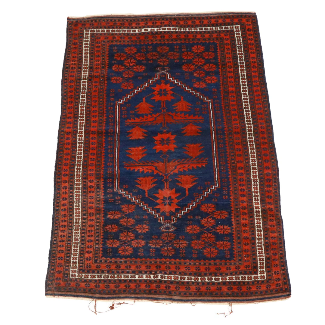 3'8 x 6'2 Hand-Knotted Afghan Baluch Area Rug