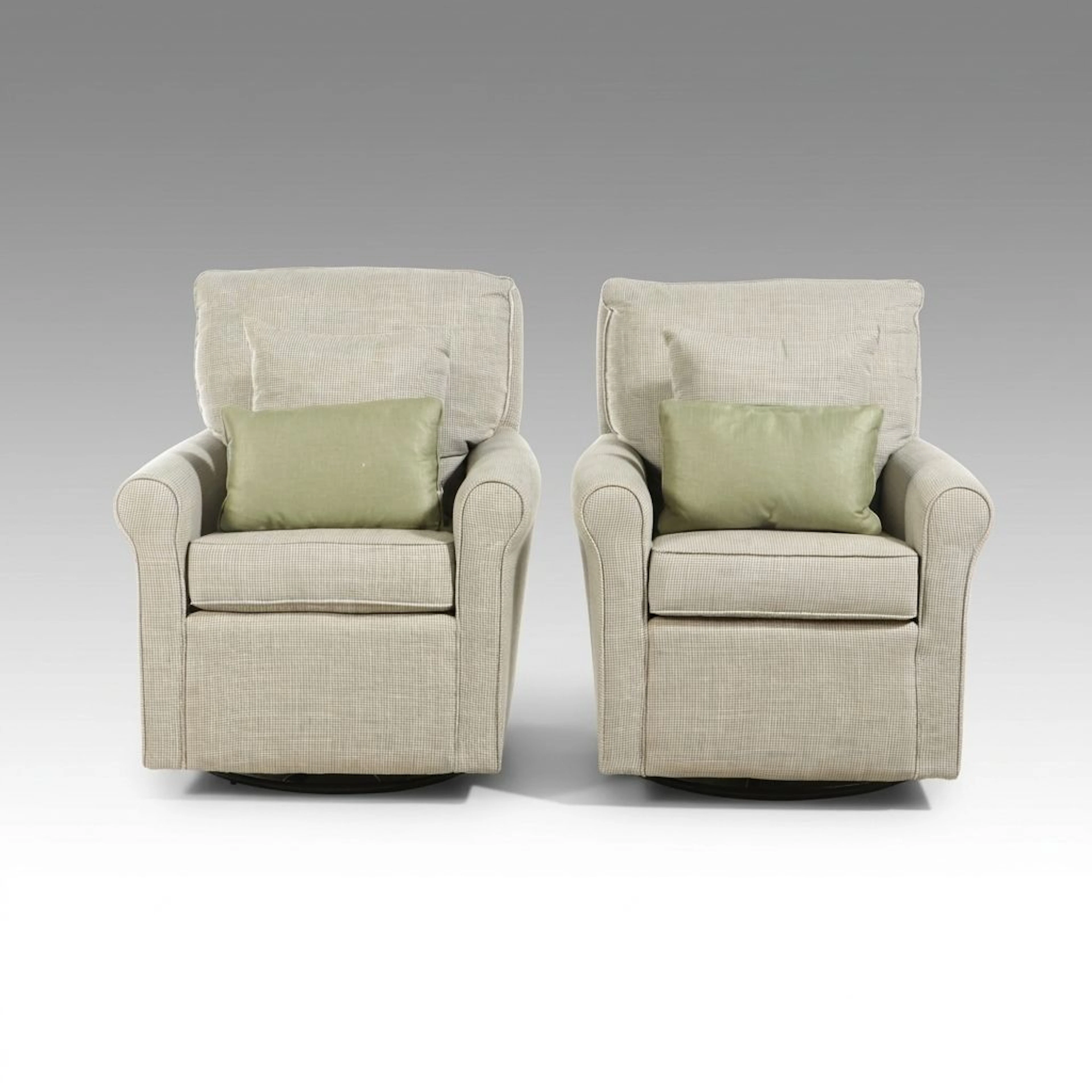 Pair of Contemporary Upholstered Swivel Armchairs, 21st Century