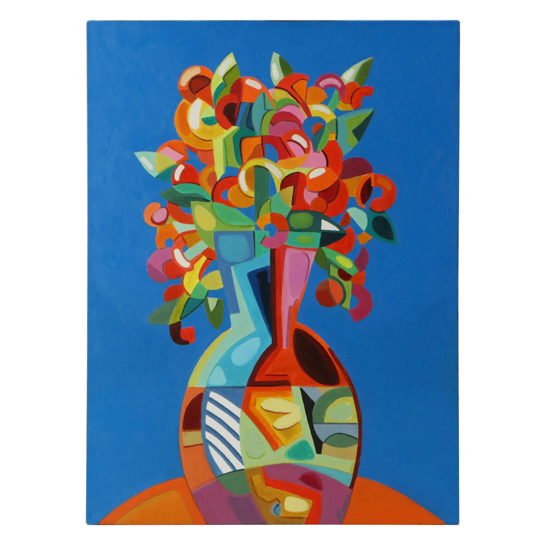 Dania Sierra Oil Painting "Abstract Floral Vase," 2013