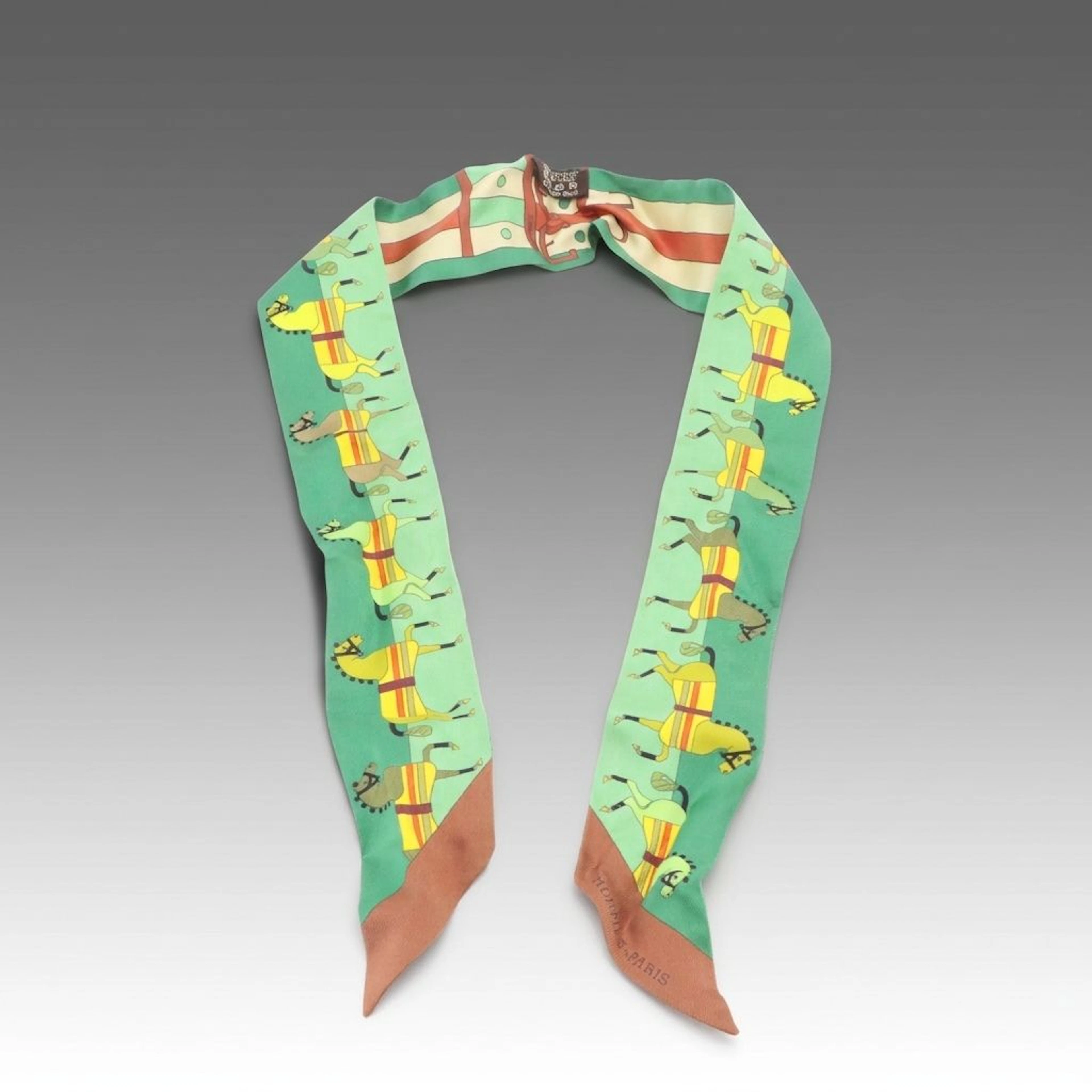 Hermès "Rocabar" Silk Twilly Scarf with Box