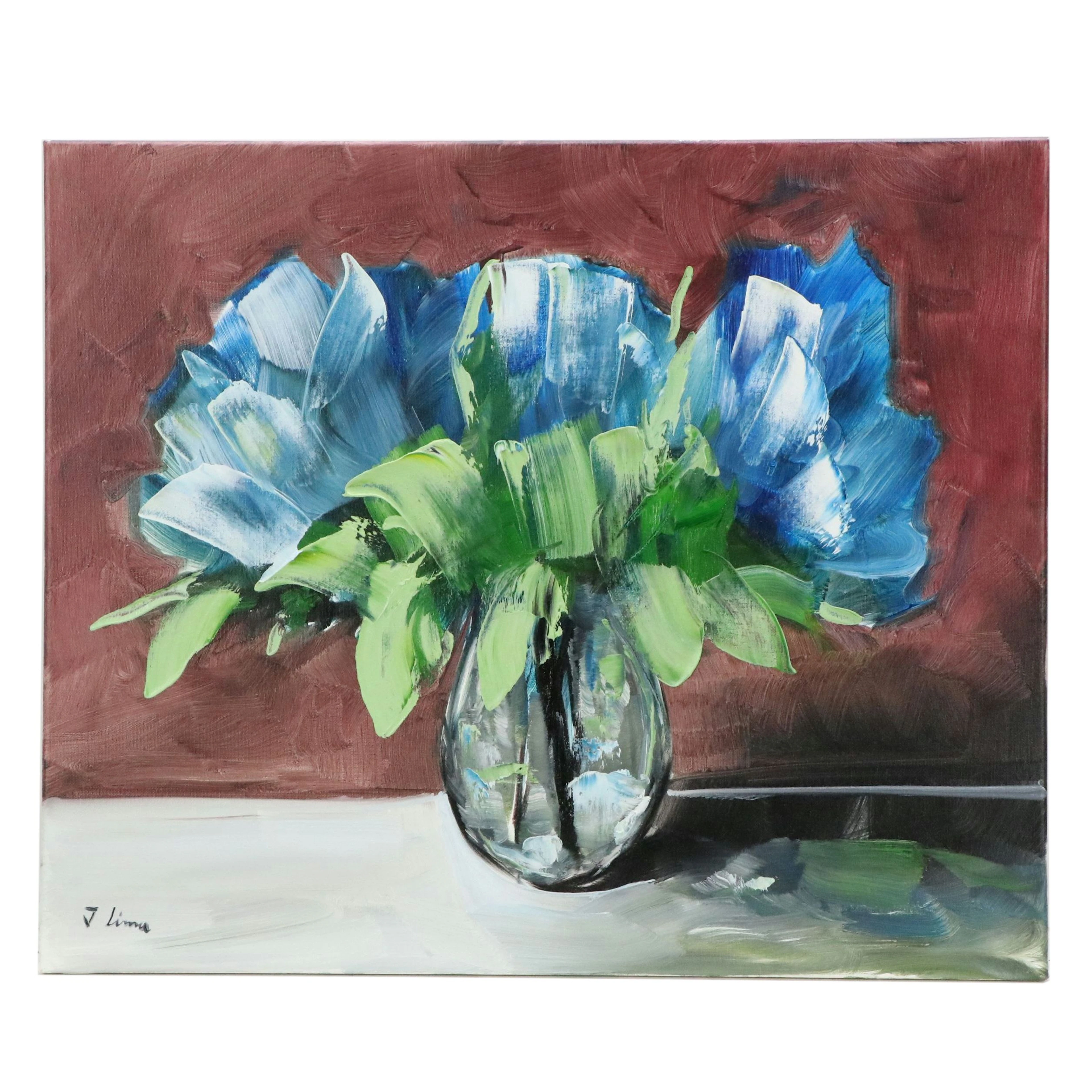 José M. Lima Still Life Oil Painting of Flower Arrangement, 2026