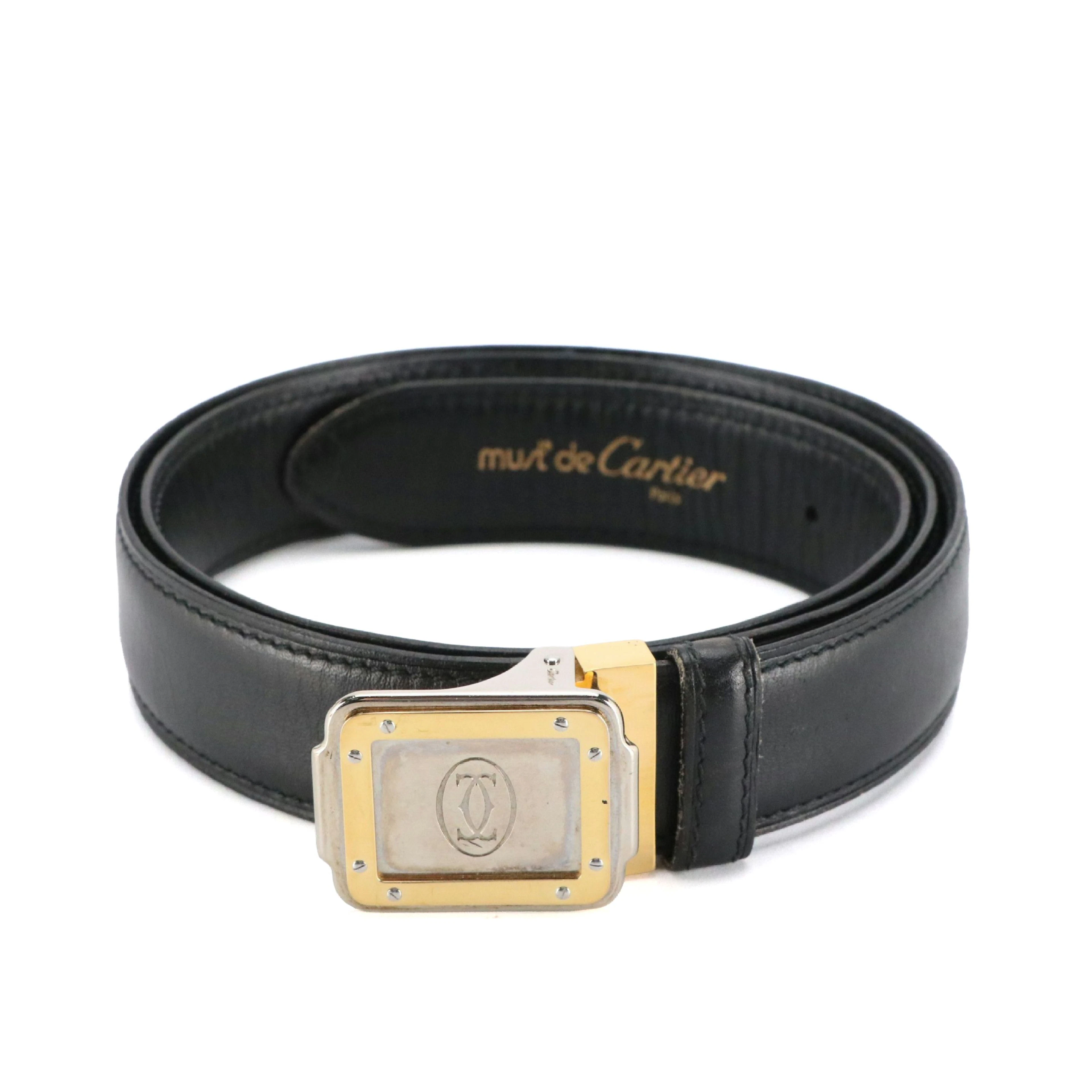 Cartier Must de Cartier Santos Buckle 30mm Leather Belt with Box