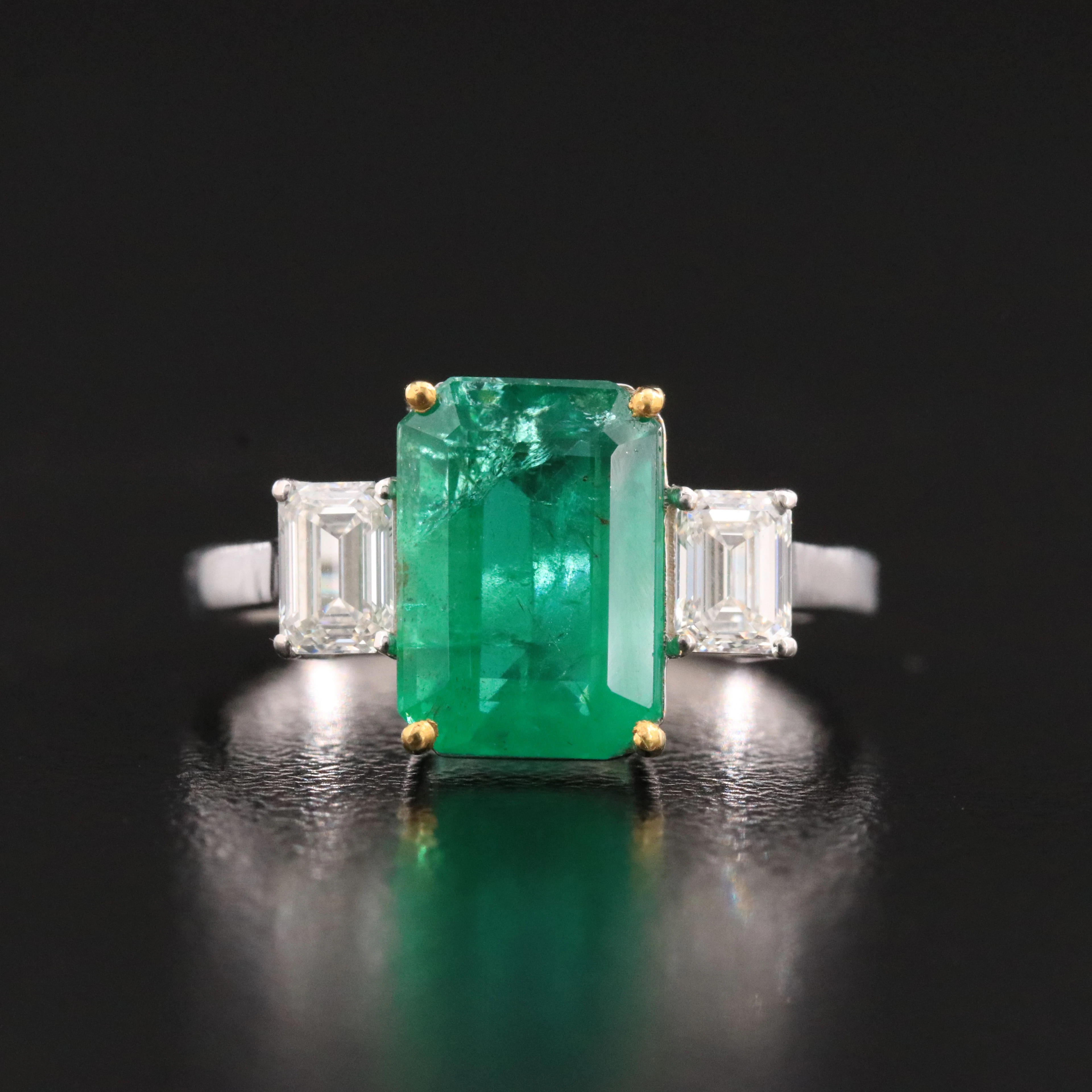18K 3.13 CT Zambian Emerald and 0.60 CTW Diamond Ring with GIA Reports