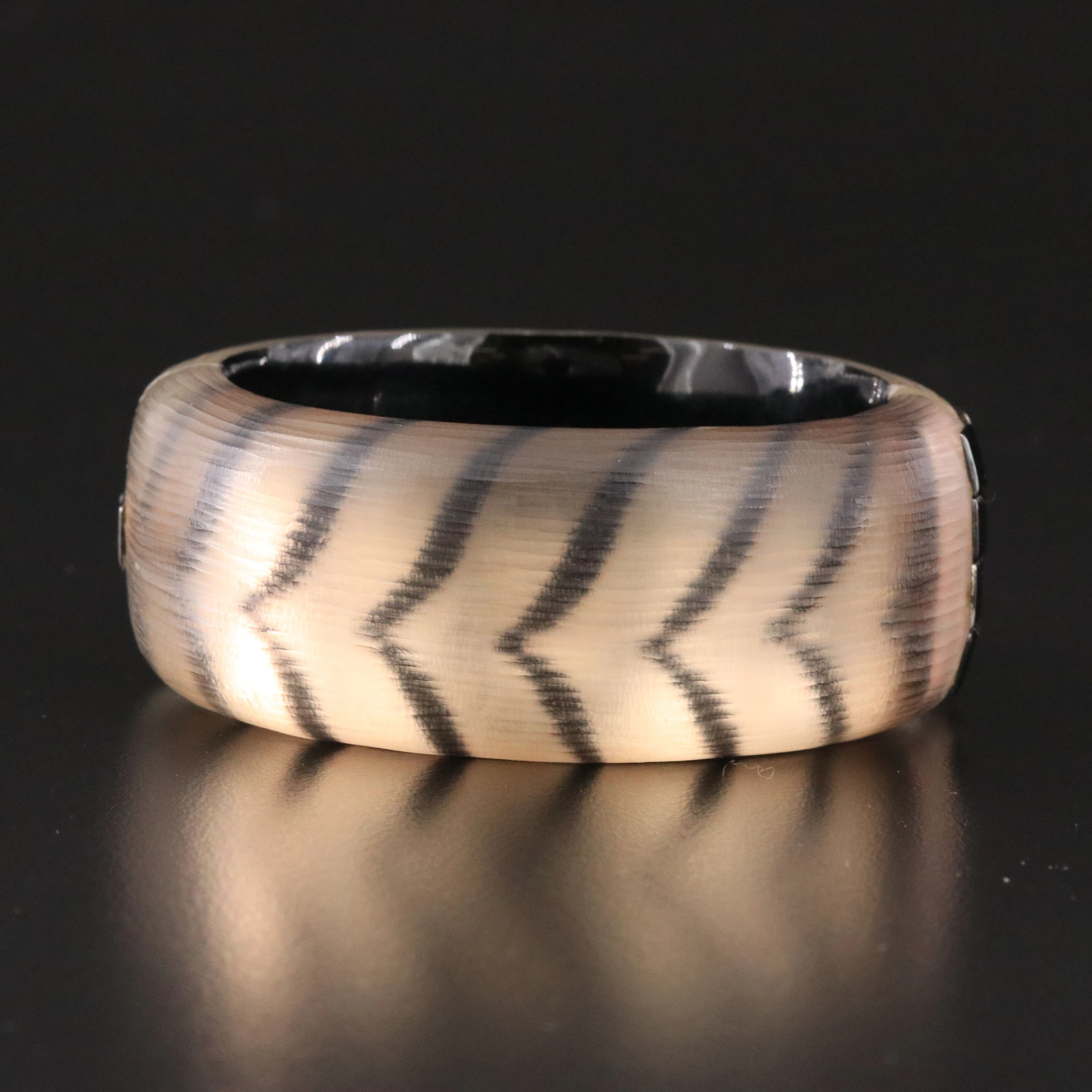 Alexis Bittar Zebra Print Lucite Hinged Bangle Bracelet