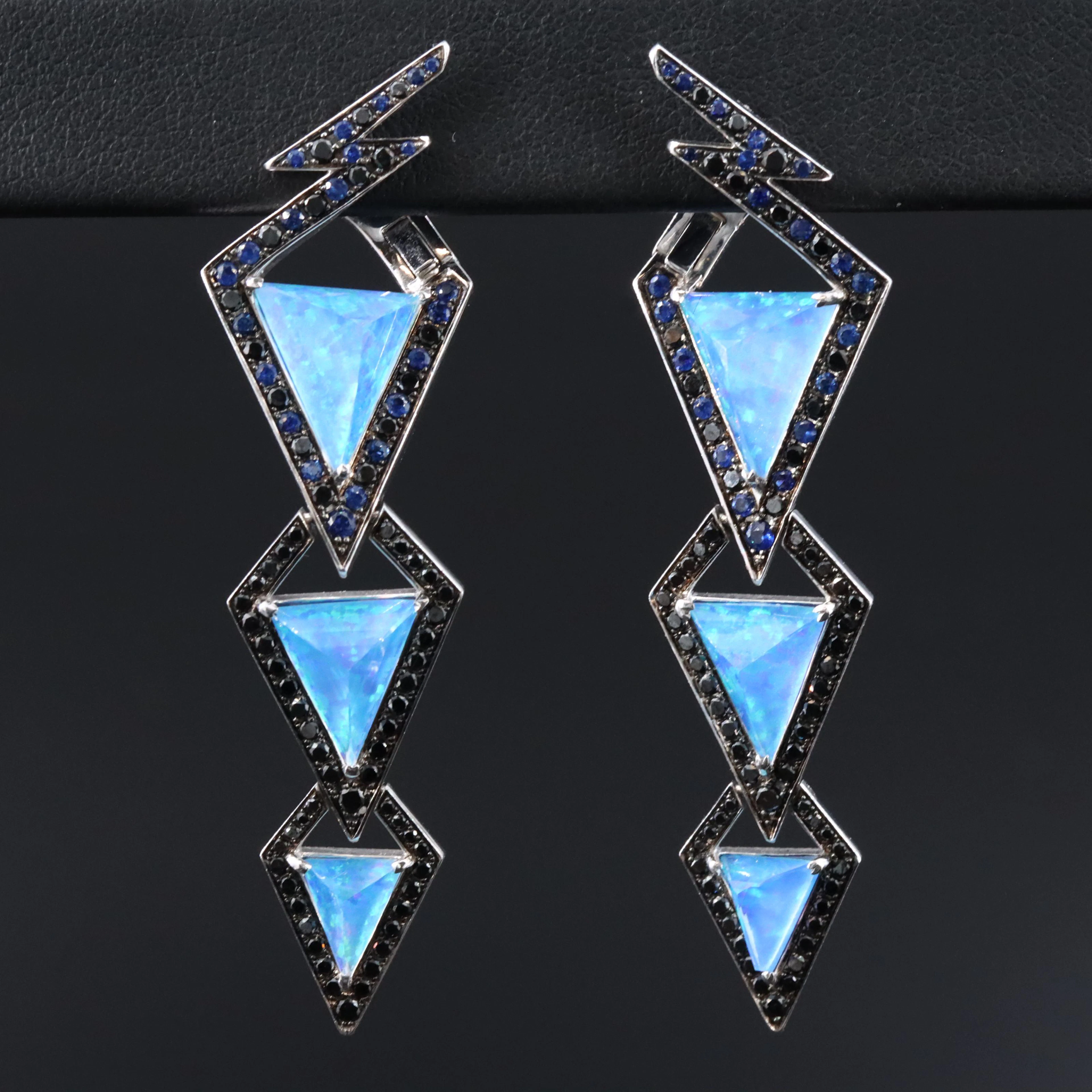 Stephen Webster "Lady Stardust" 18K Opal Doublet, Diamond and Sapphire Earrings