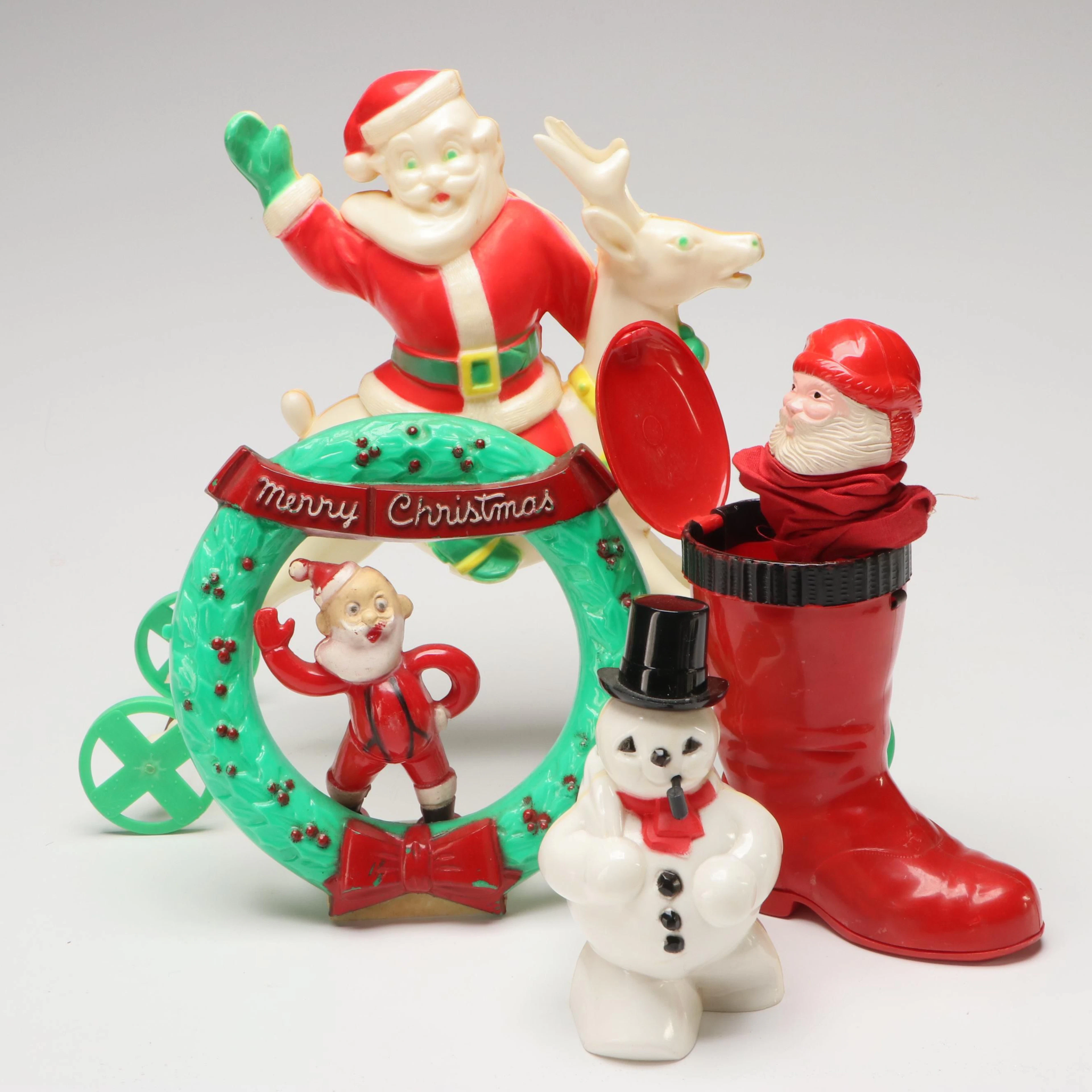 Knickerbocker Plastic Pop-Up Santa and Other Vintage Christmas Toys