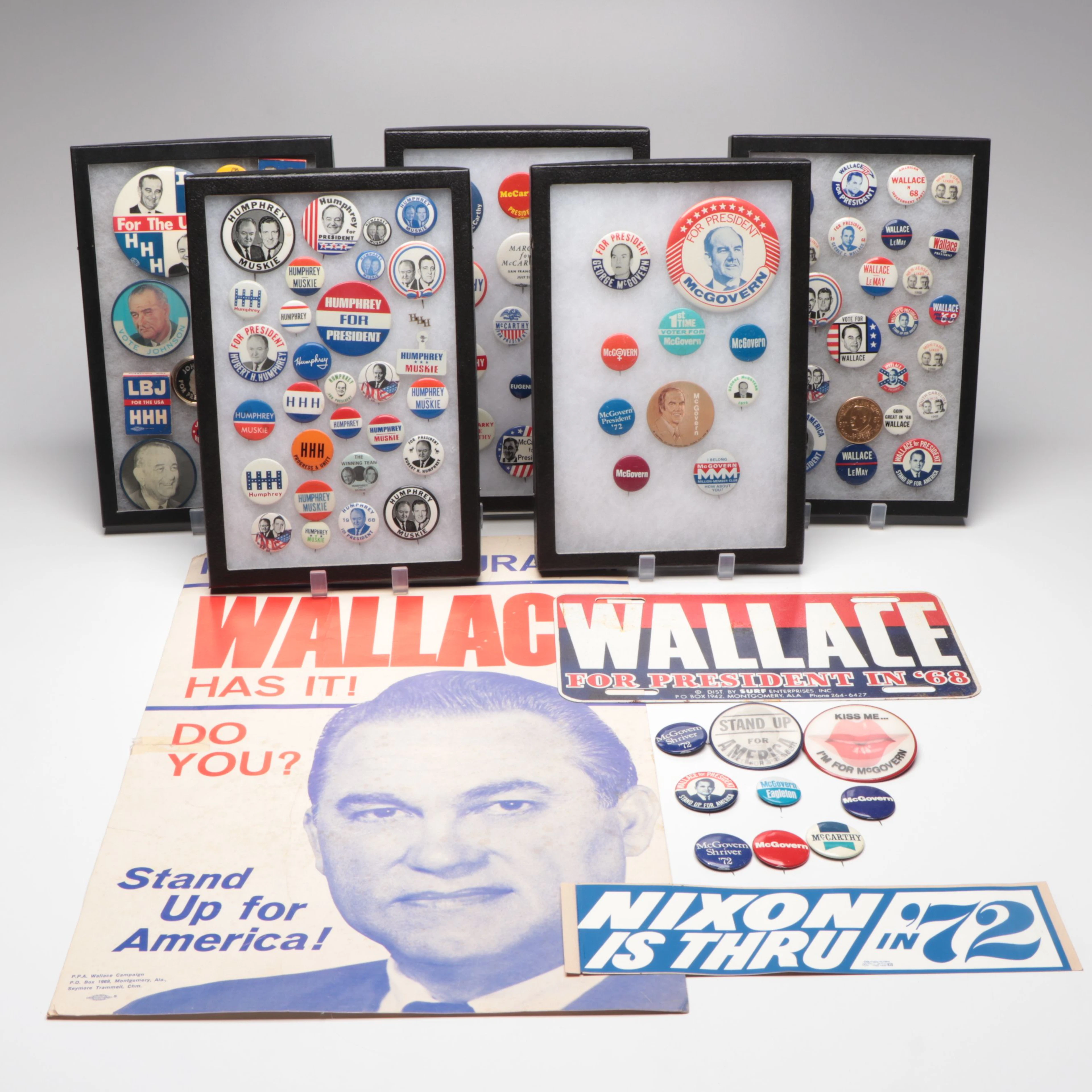 George Wallace Poster, L.B.J. Pinbacks and More Political Campaign Memorabilia