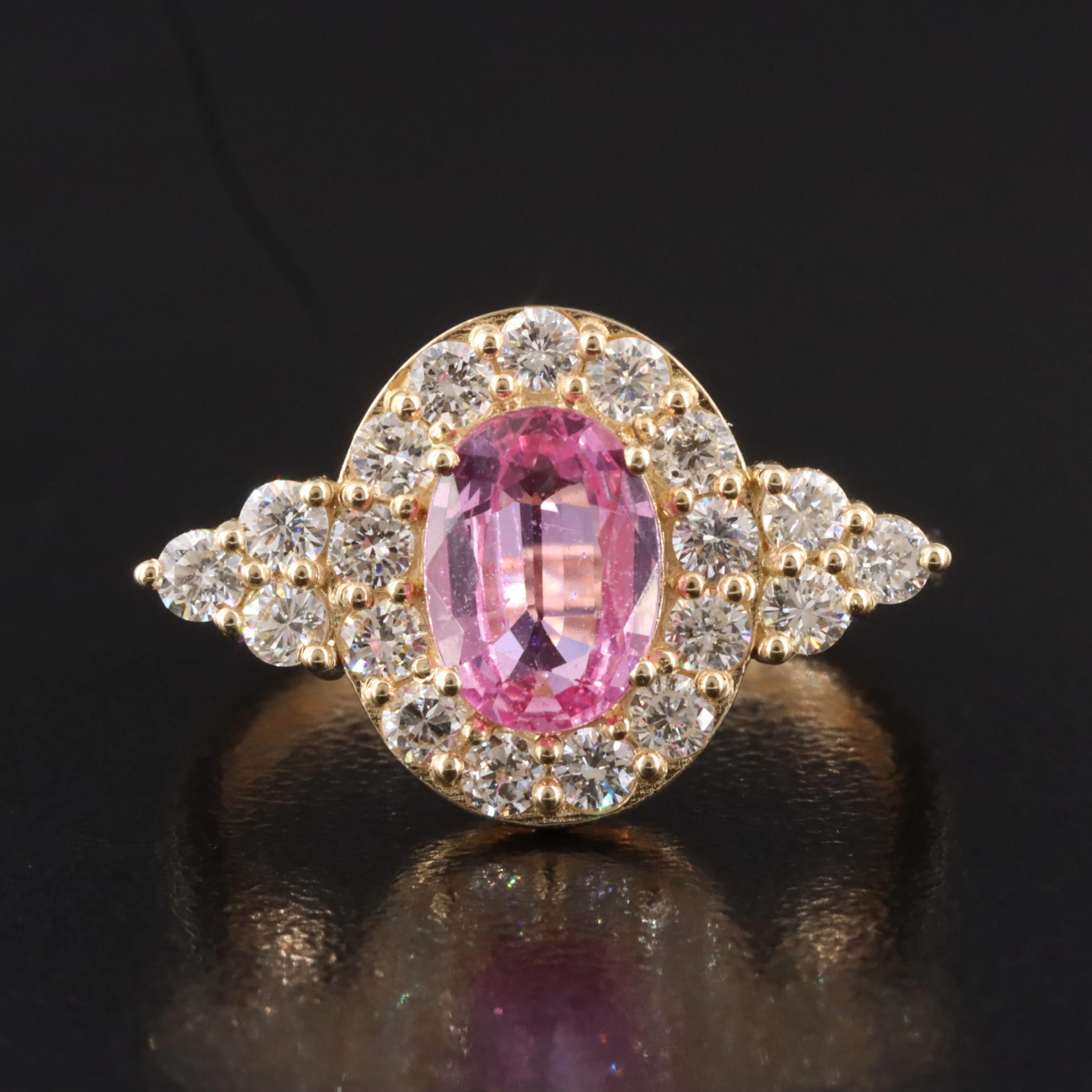 14K 1.14 CT Madagascan Pink Sapphire and Diamond Ring with GIA Report
