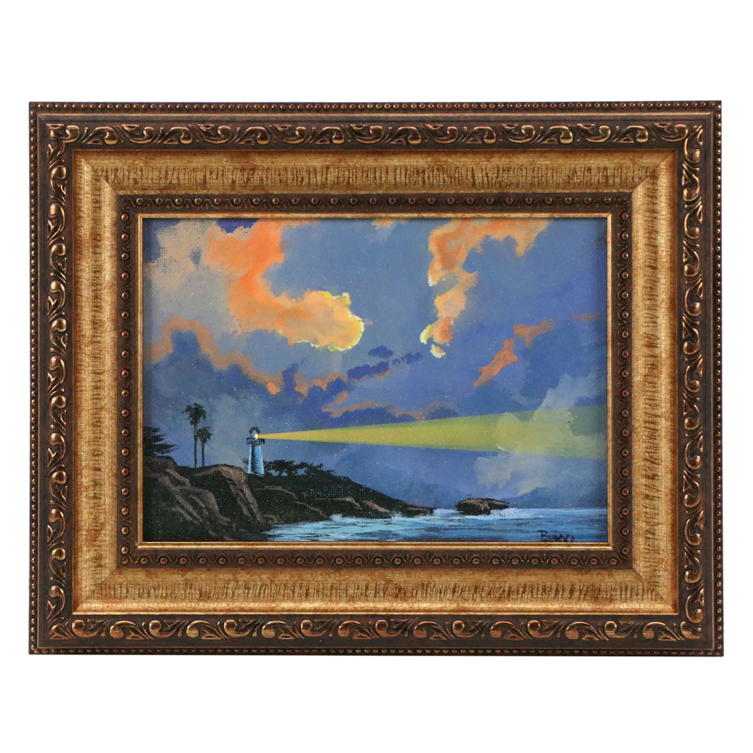 Douglas "Bumo" Johnpeer Acrylic Painting of Coastal Landscape, c. 2026