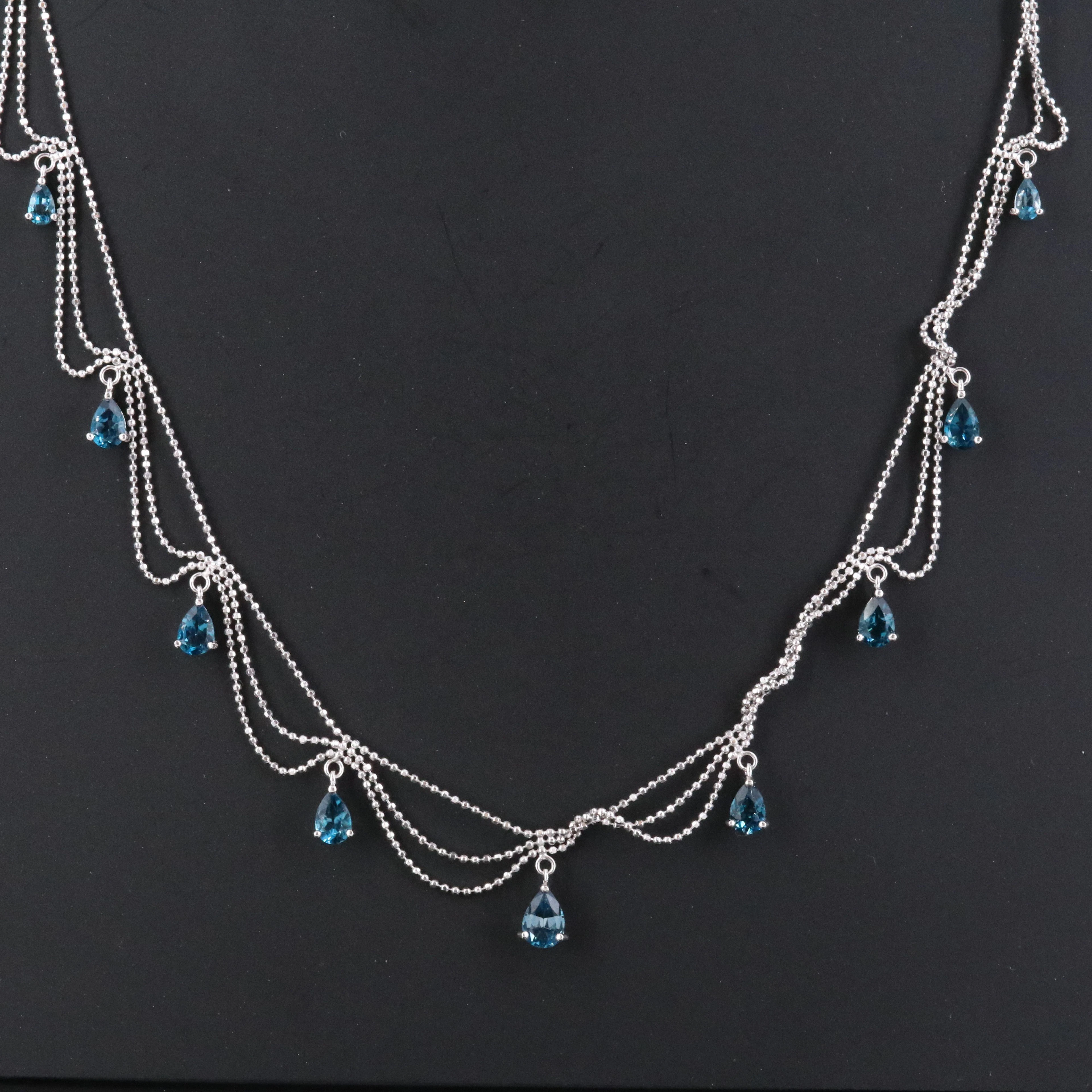 Sterling Topaz Beaded Festoon Necklace