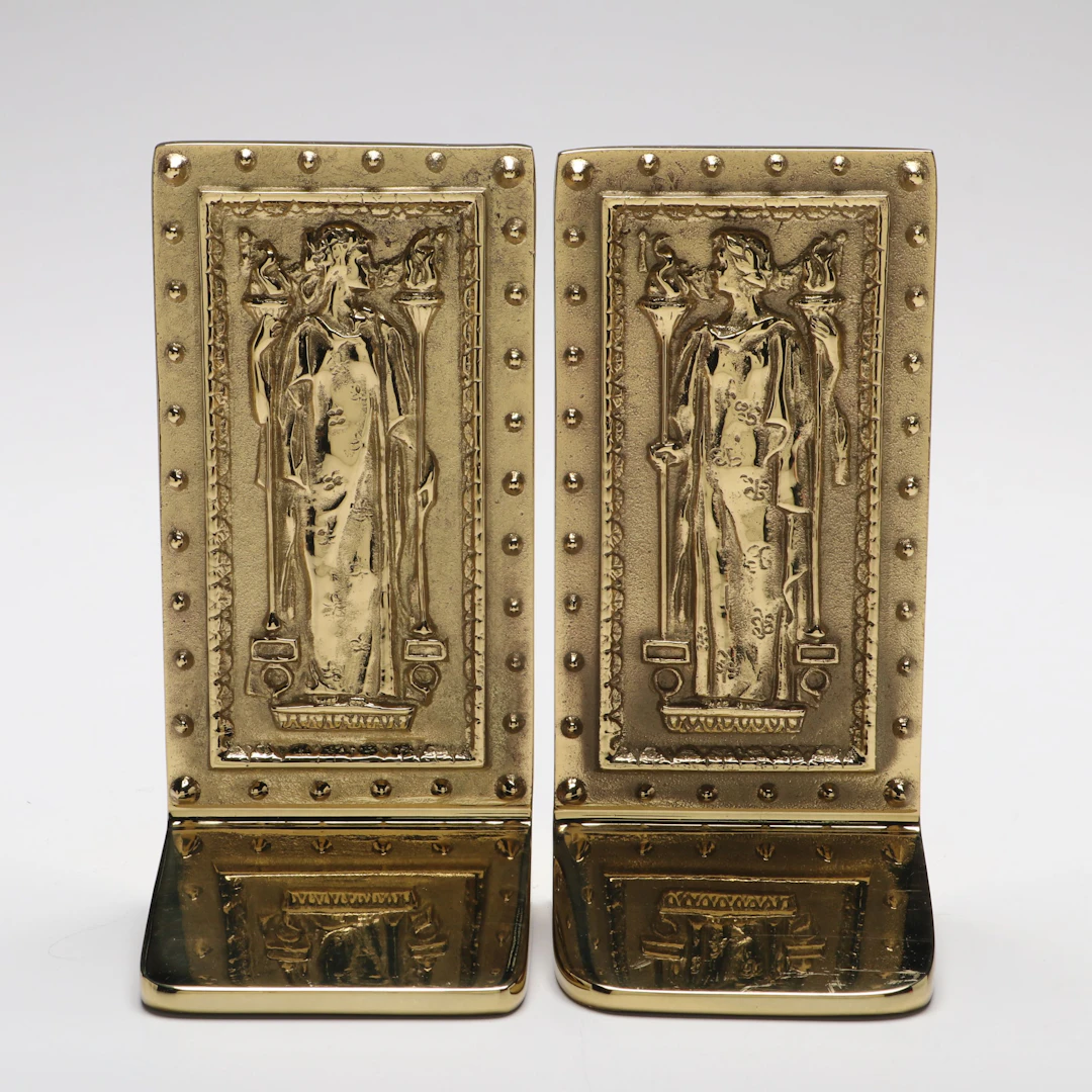 Virginia Metalcrafters Library of Congress Door Reproduction Bookends, 1984