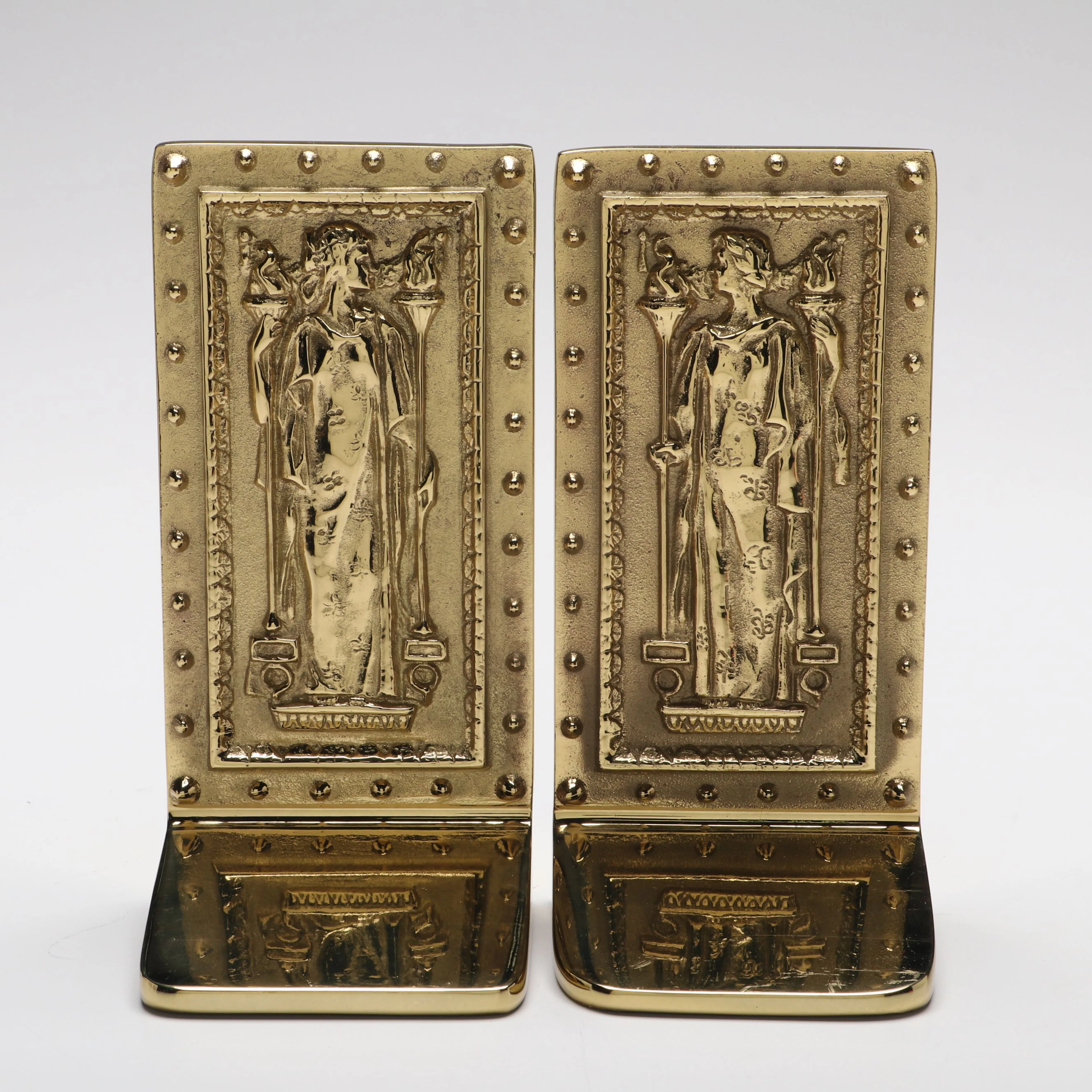 Virginia Metalcrafters Library of Congress Door Reproduction Bookends, 1984