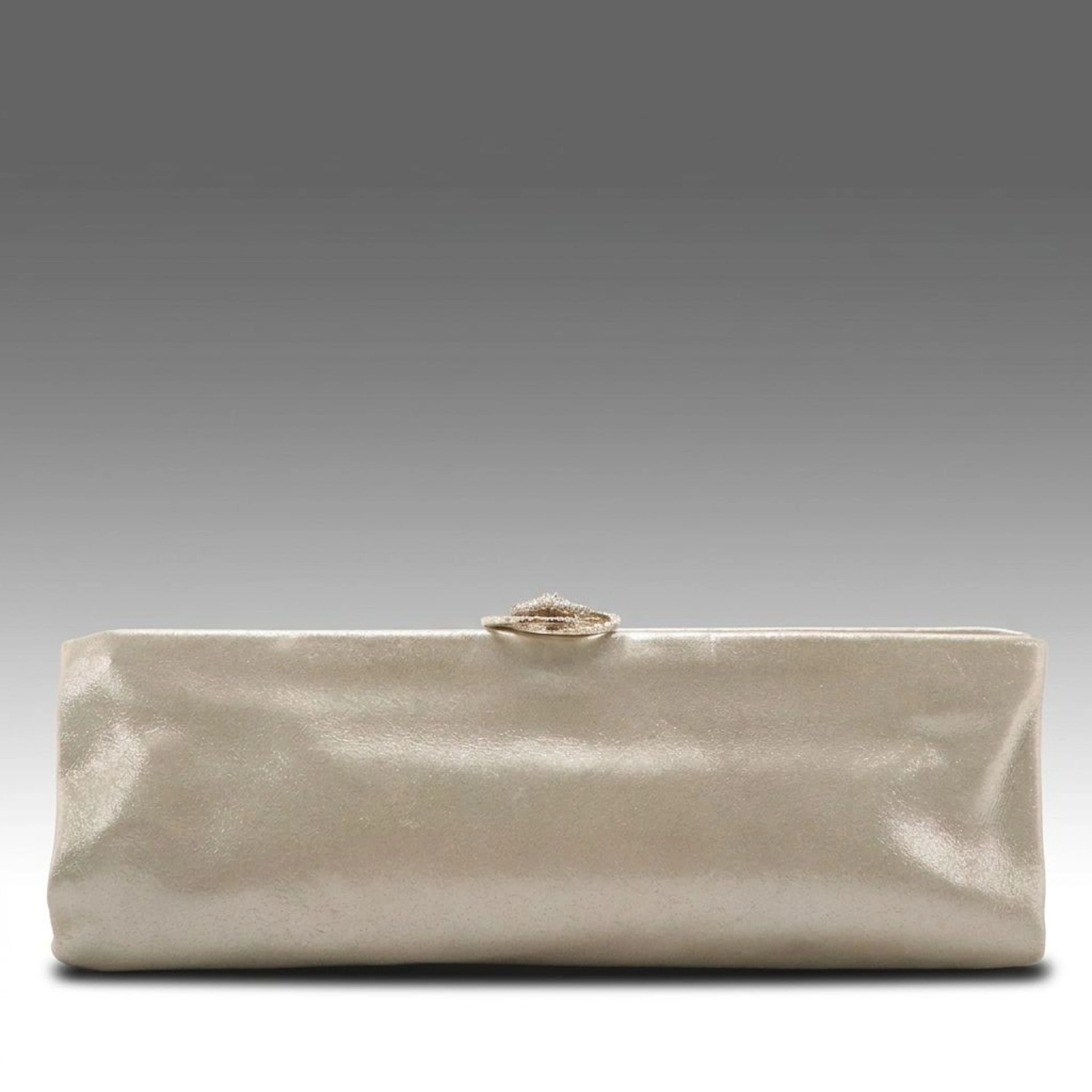 Chanel Crystal Clasp Evening Clutch Purse in Glitter Satin Textile