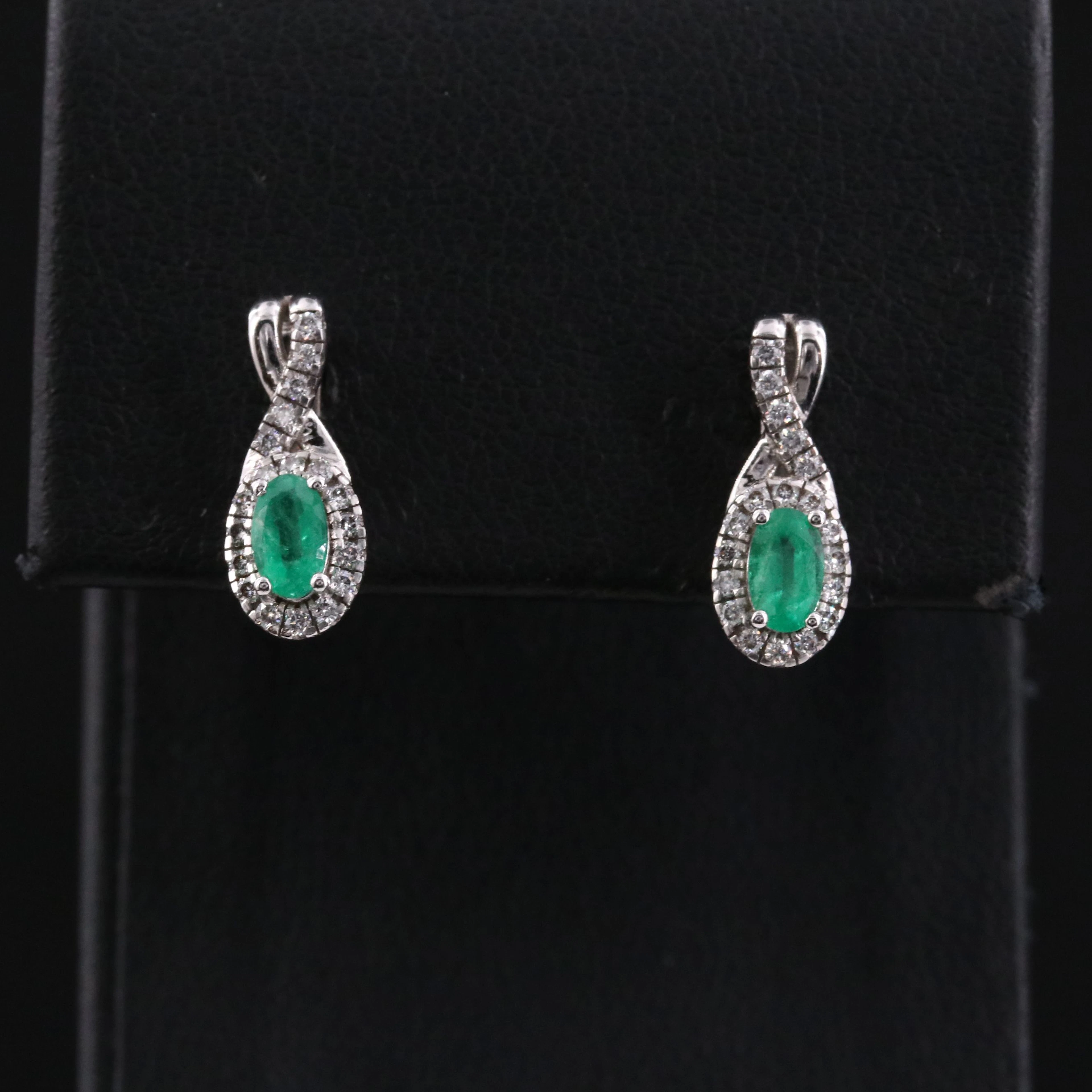 14K Emerald and Diamond Earrings with IGI Jewelry Report
