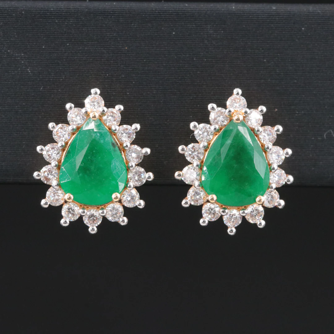 14K 1.94 CTW Emerald and Diamond Earrings with IGI Jewelry Report