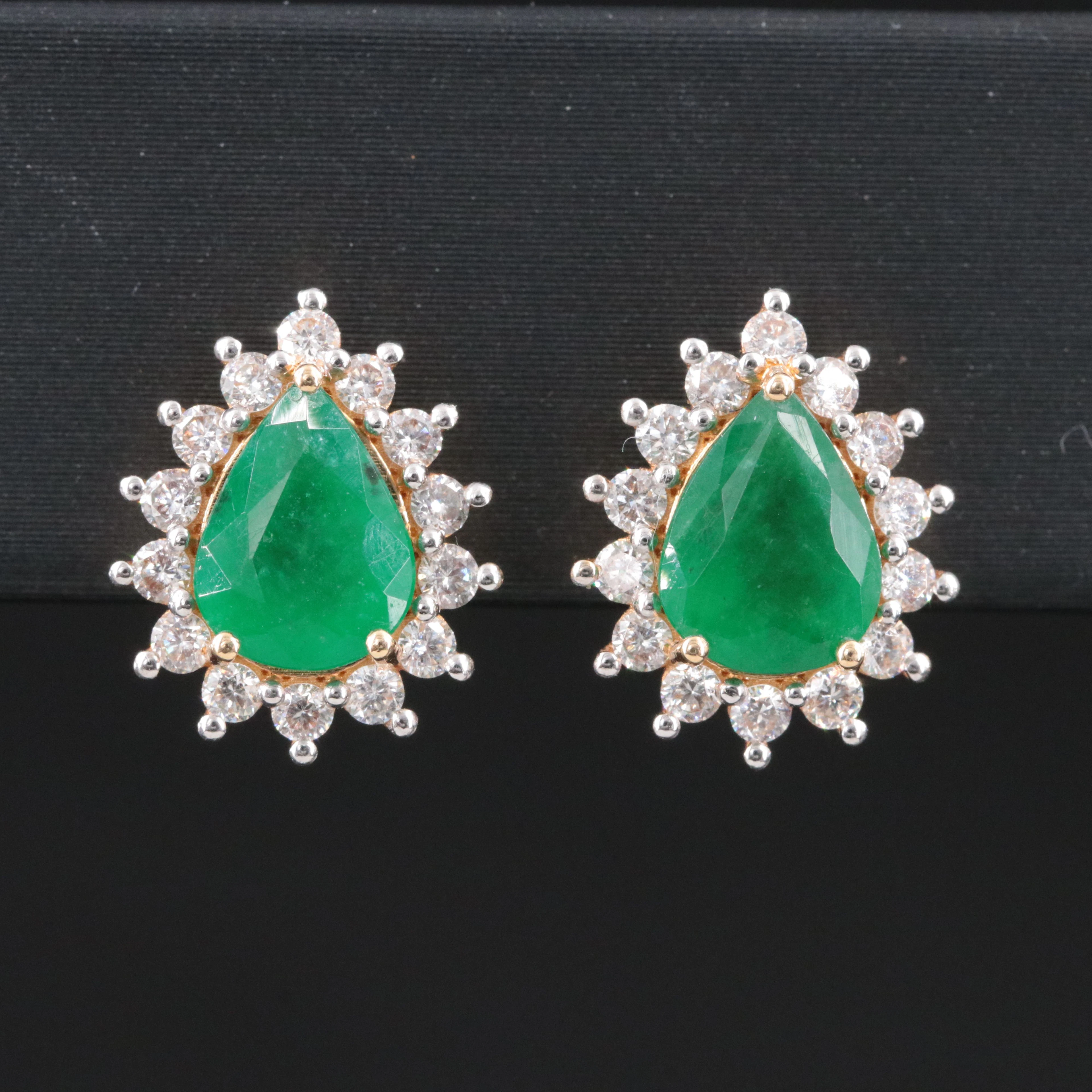14K 1.94 CTW Emerald and Diamond Earrings with IGI Jewelry Report