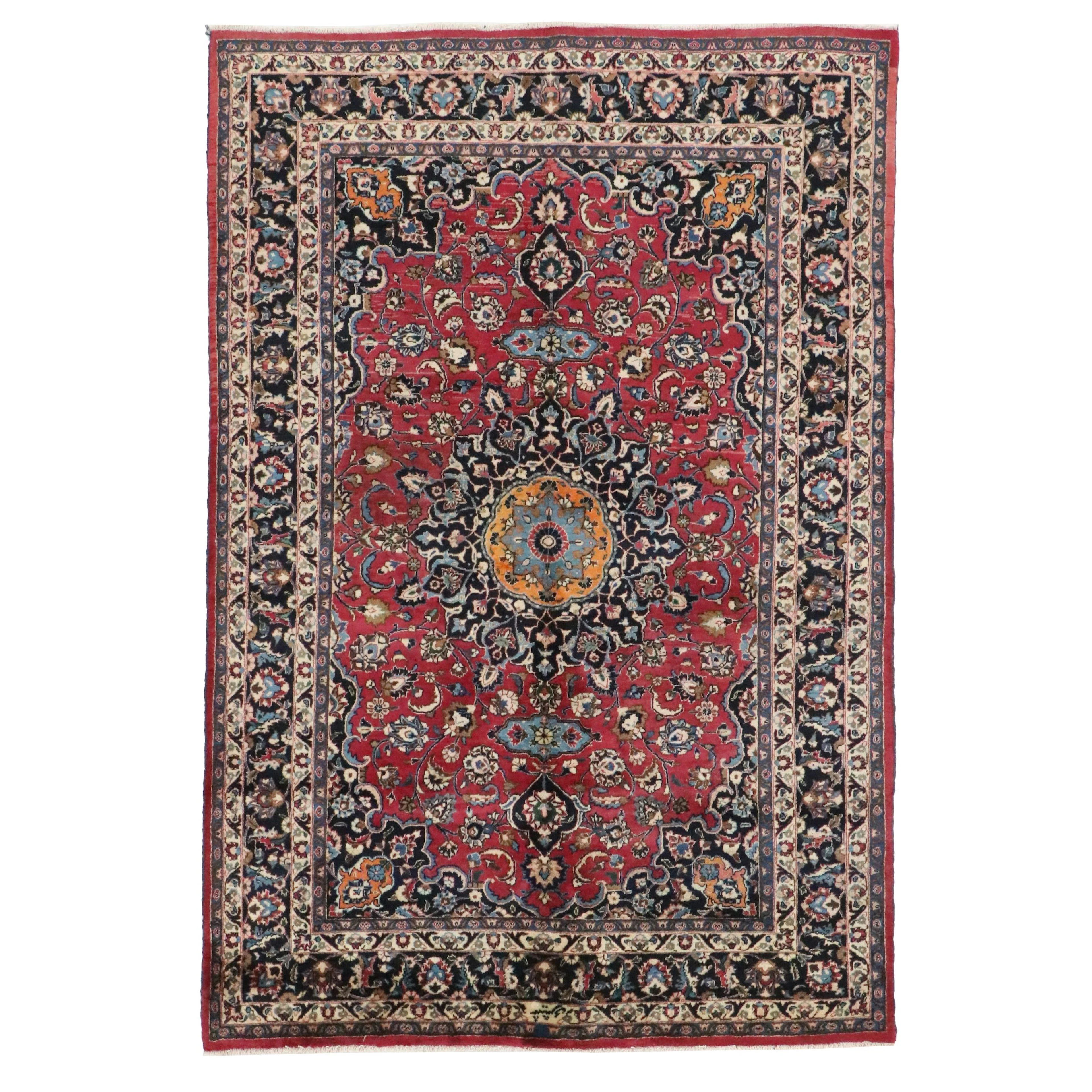 6'2 x 9'6 Hand-Knotted Persian Mashad Area Rug
