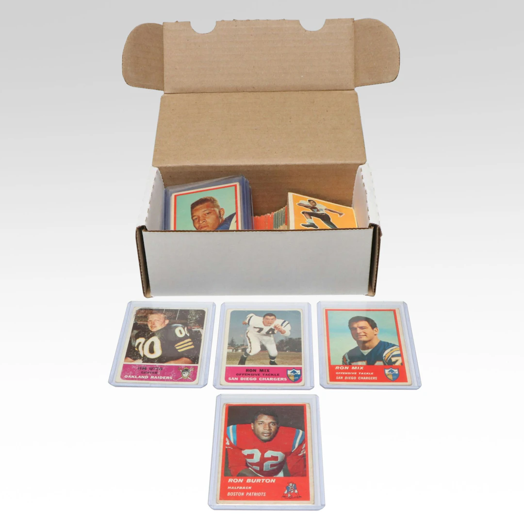 1960s Fleer Football Cards with Jim Otto, Ron Mix, and Ron Burton