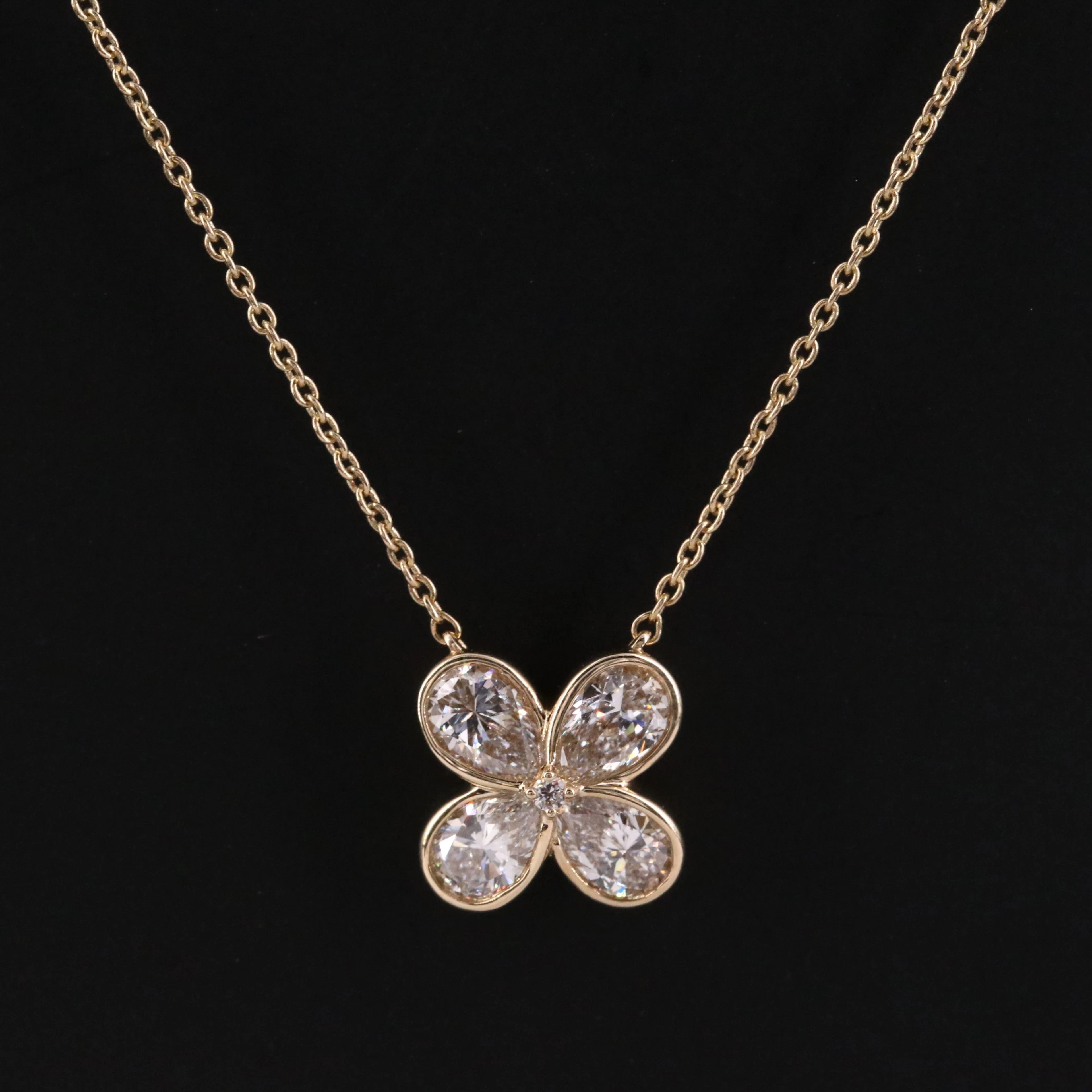 14K 1.00 CTW Lab Grown Diamond Flower Pendant Necklace with IGI Report