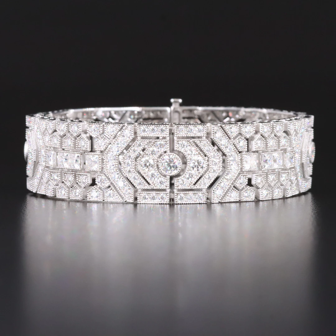 Art Deco Style Sterling Moissanite Bracelet