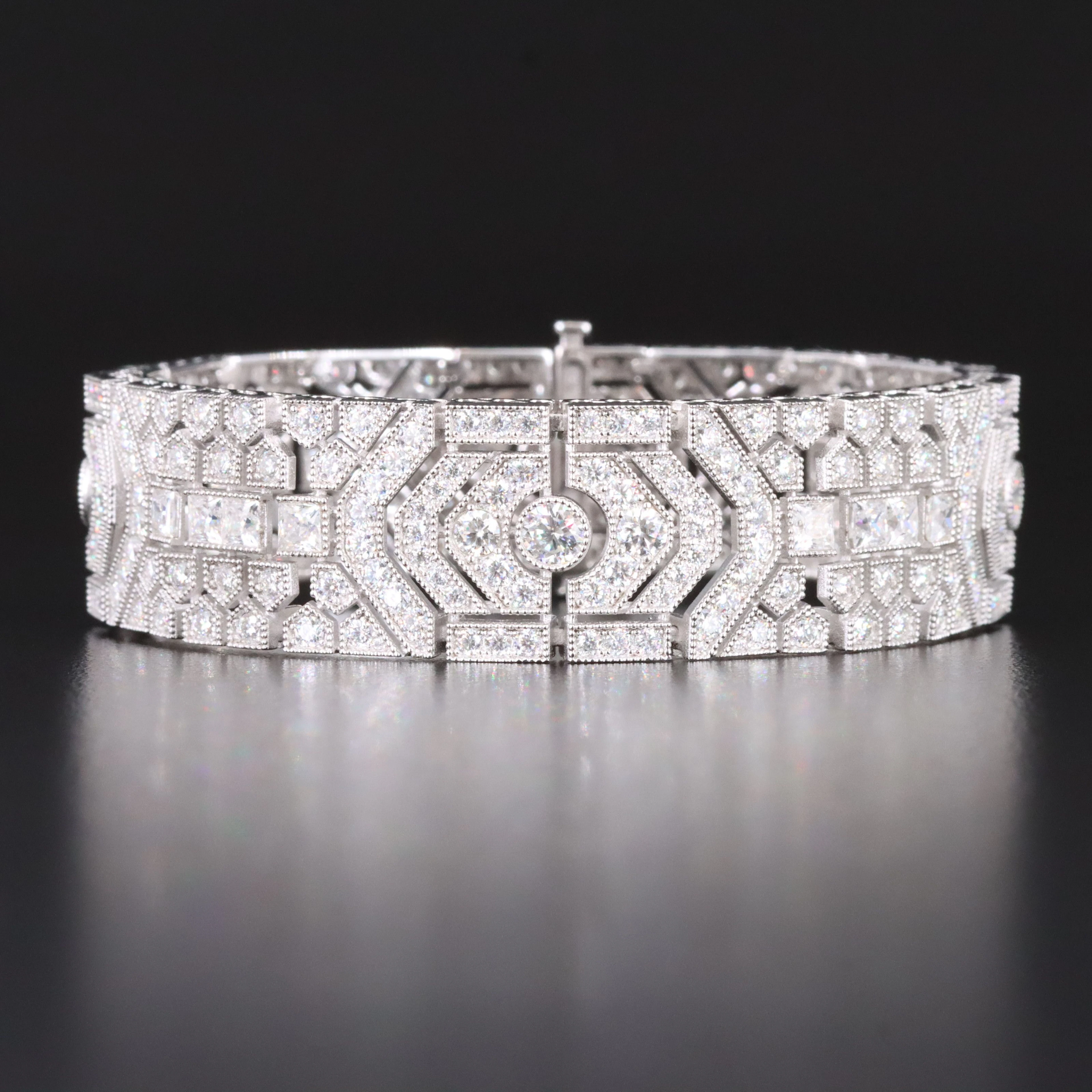 Art Deco Style Sterling Moissanite Bracelet
