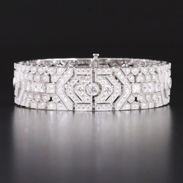 Art Deco Style Sterling Moissanite Bracelet