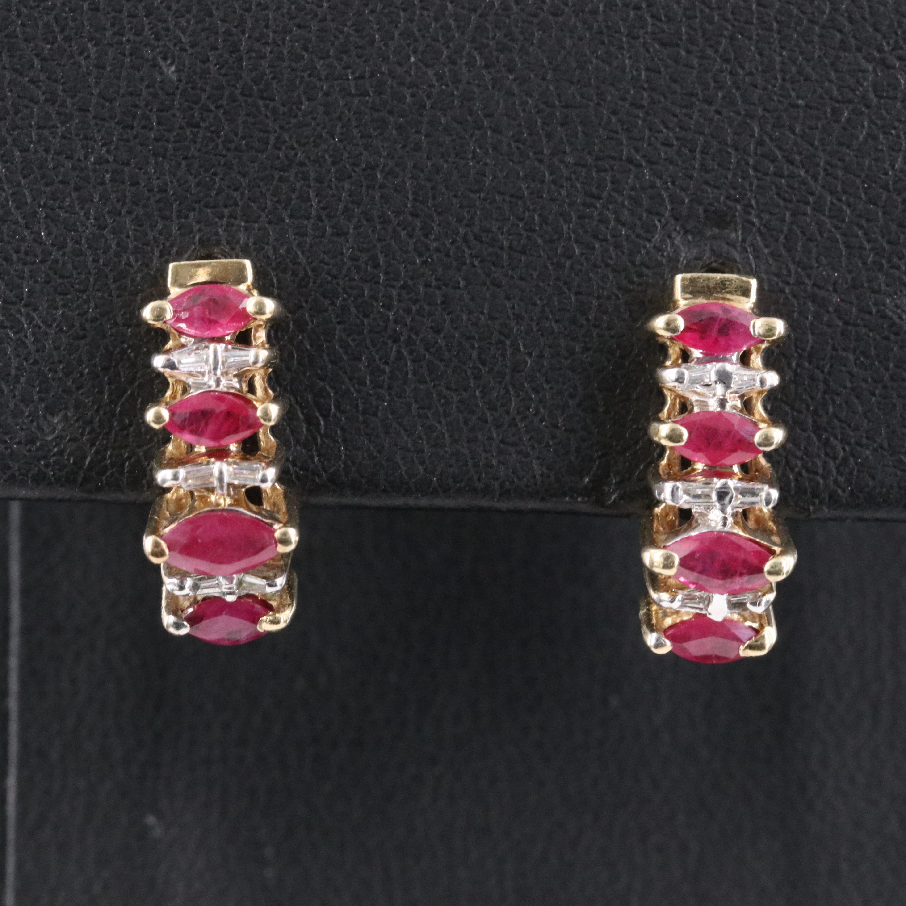 10K Ruby and Diamond Drop Earrings