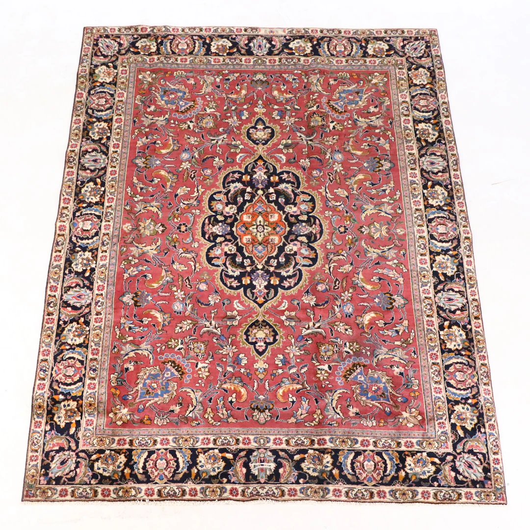 7'6 x 10'4 Hand-Knotted Persian Kashan Area Rug