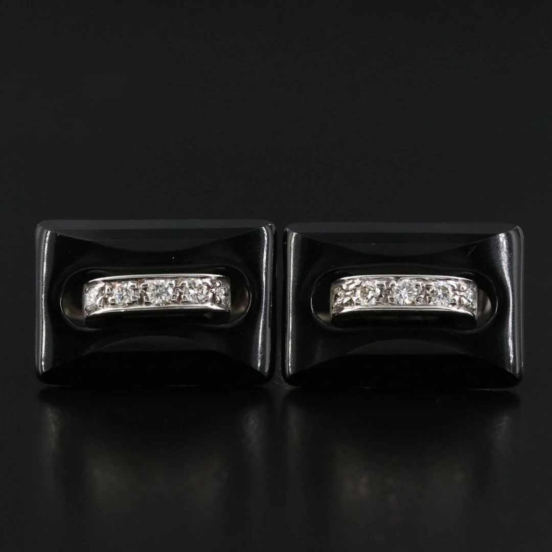 Giuseppe Belfiore 18K Black Onyx and Diamond Cufflinks