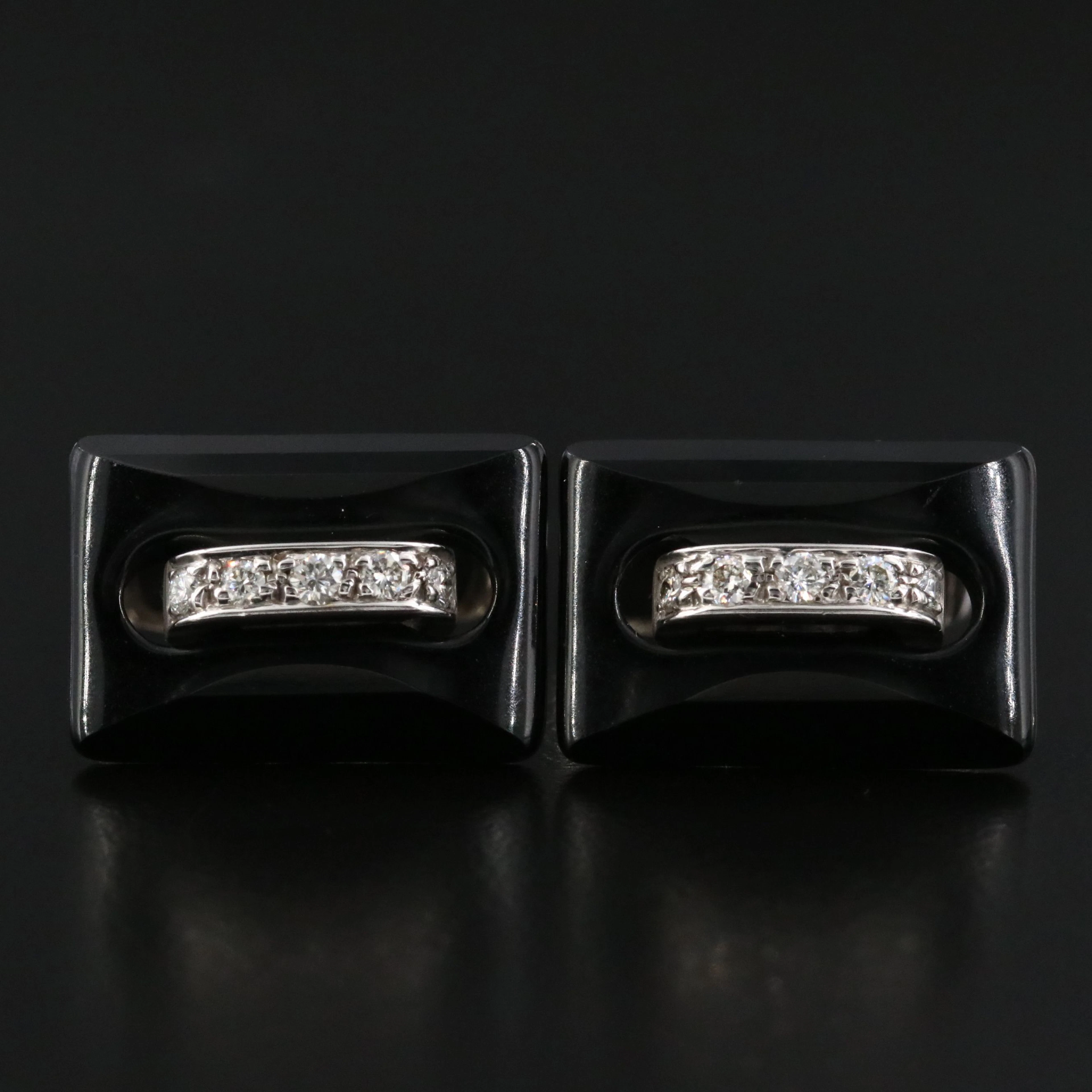 Giuseppe Belfiore 18K Black Onyx and Diamond Cufflinks