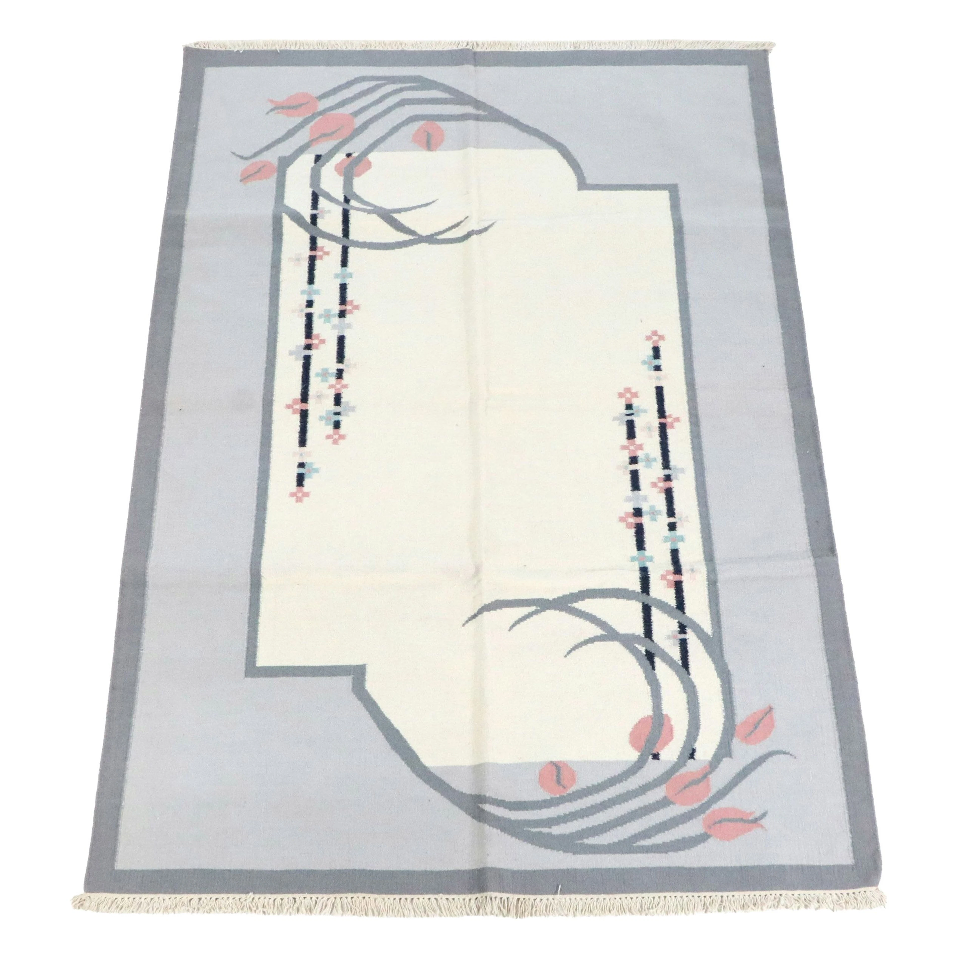 6'3 x 9'2 Handwoven Art Deco Style Area Rug