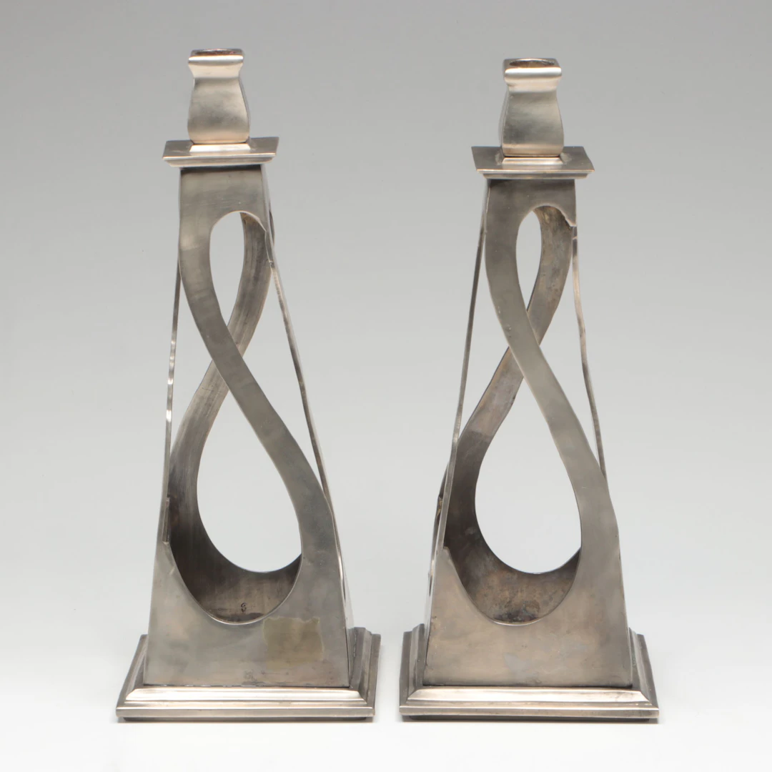 Modern Twisted Metal Candlesticks