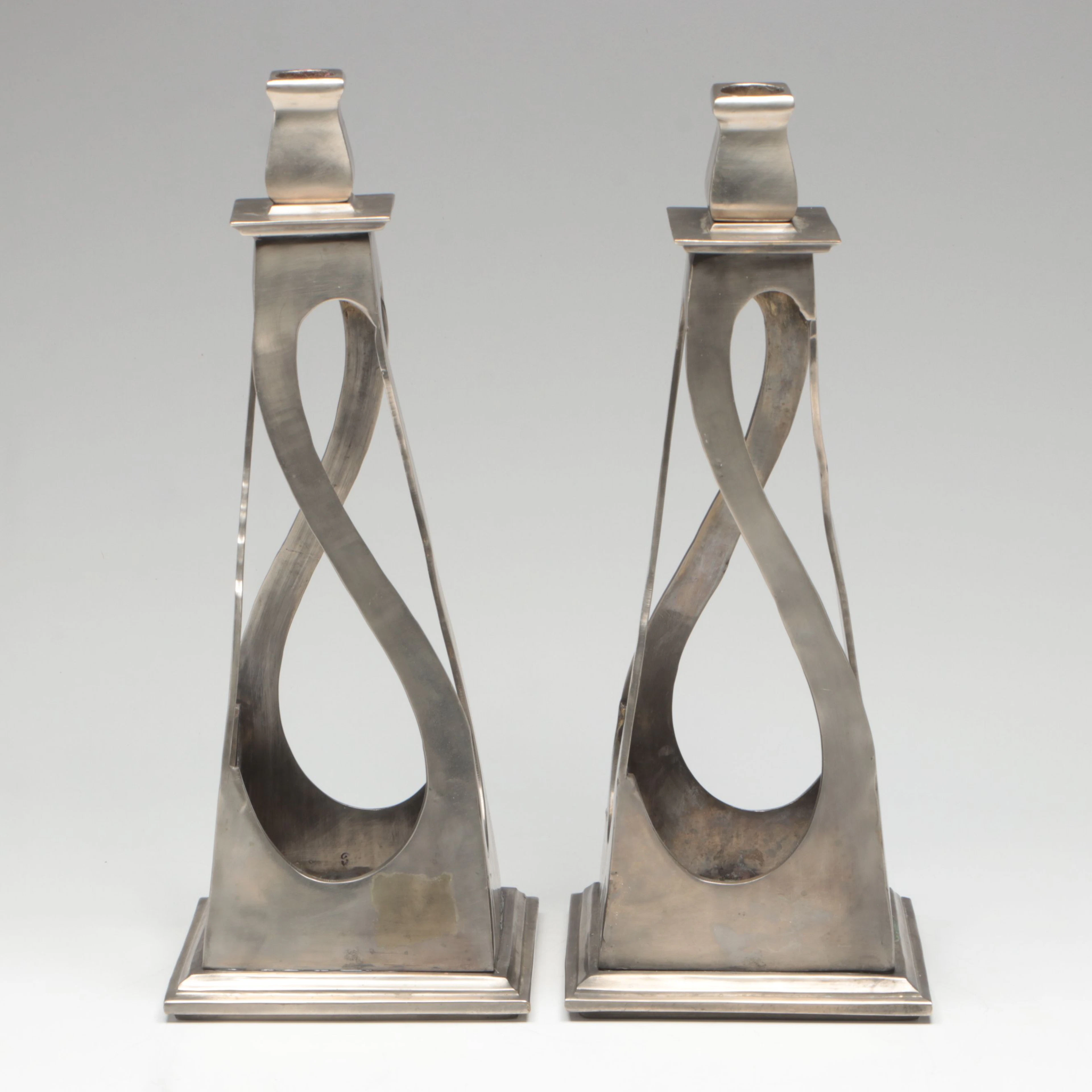 Modern Twisted Metal Candlesticks